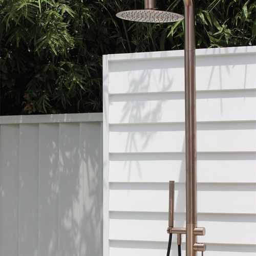 Zen SS316L Outdoor Freestanding Shower Column | Brushed Bronze