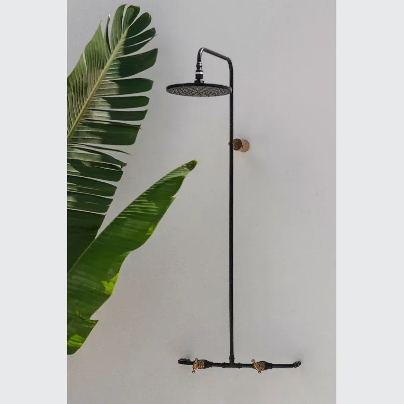 Noosa Wall Mount Outdoor Shower | Hot+Cold | Black