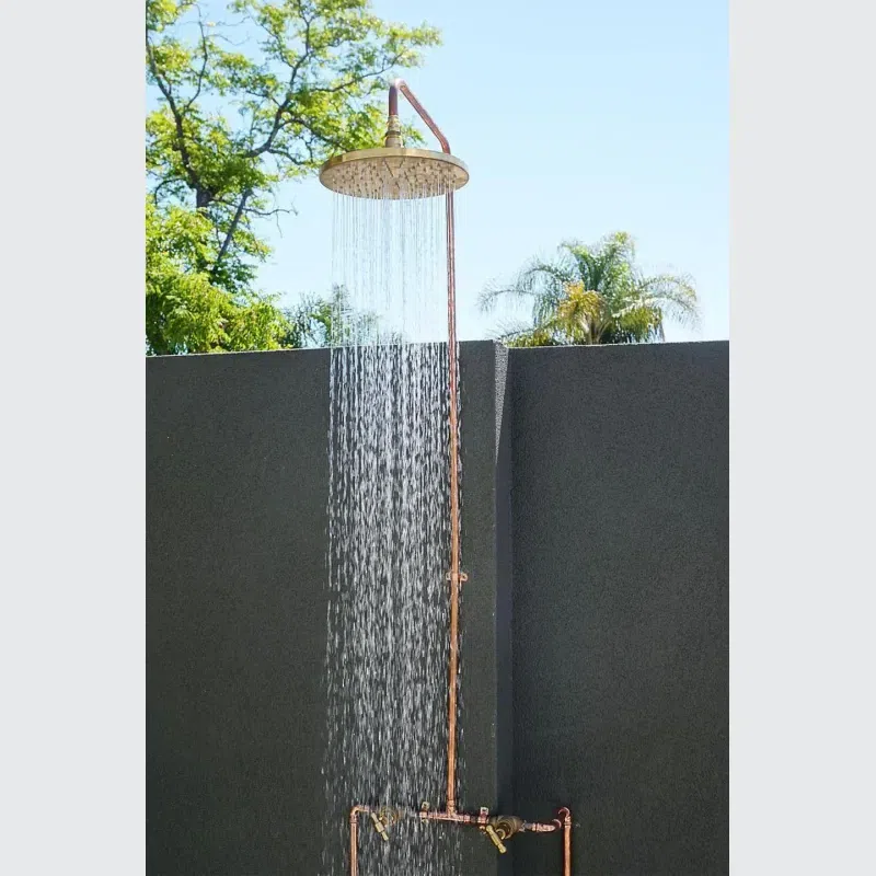 Byron Outdoor Shower with Foot Tap | Hot+Cold | Brass