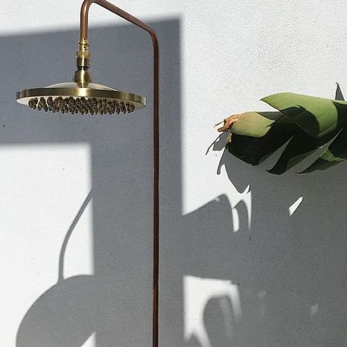 Cottesloe Outdoor Shower with Foot Tap | Cold | Brass