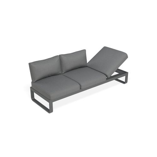 Fino Outdoor 3 Seater Sunlounge in Matt Charcoal Frame / Dark Grey Fabric