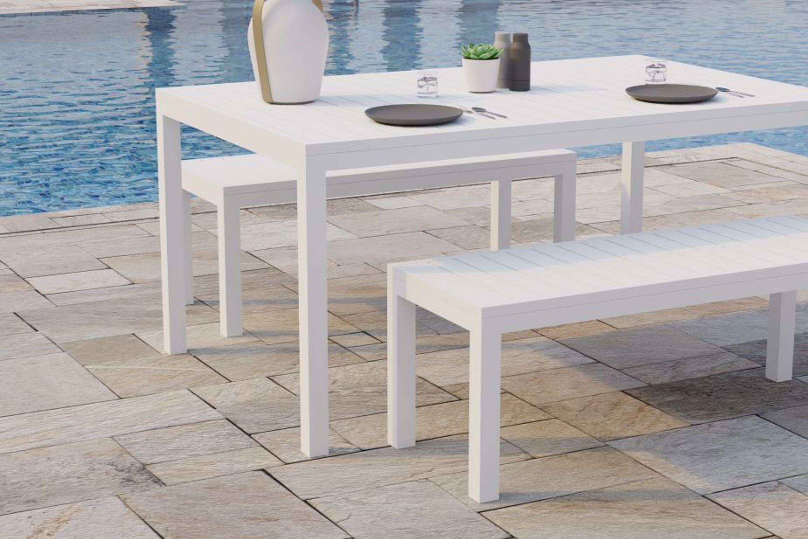 Halki Bench Seat - Outdoor - 120cm - White