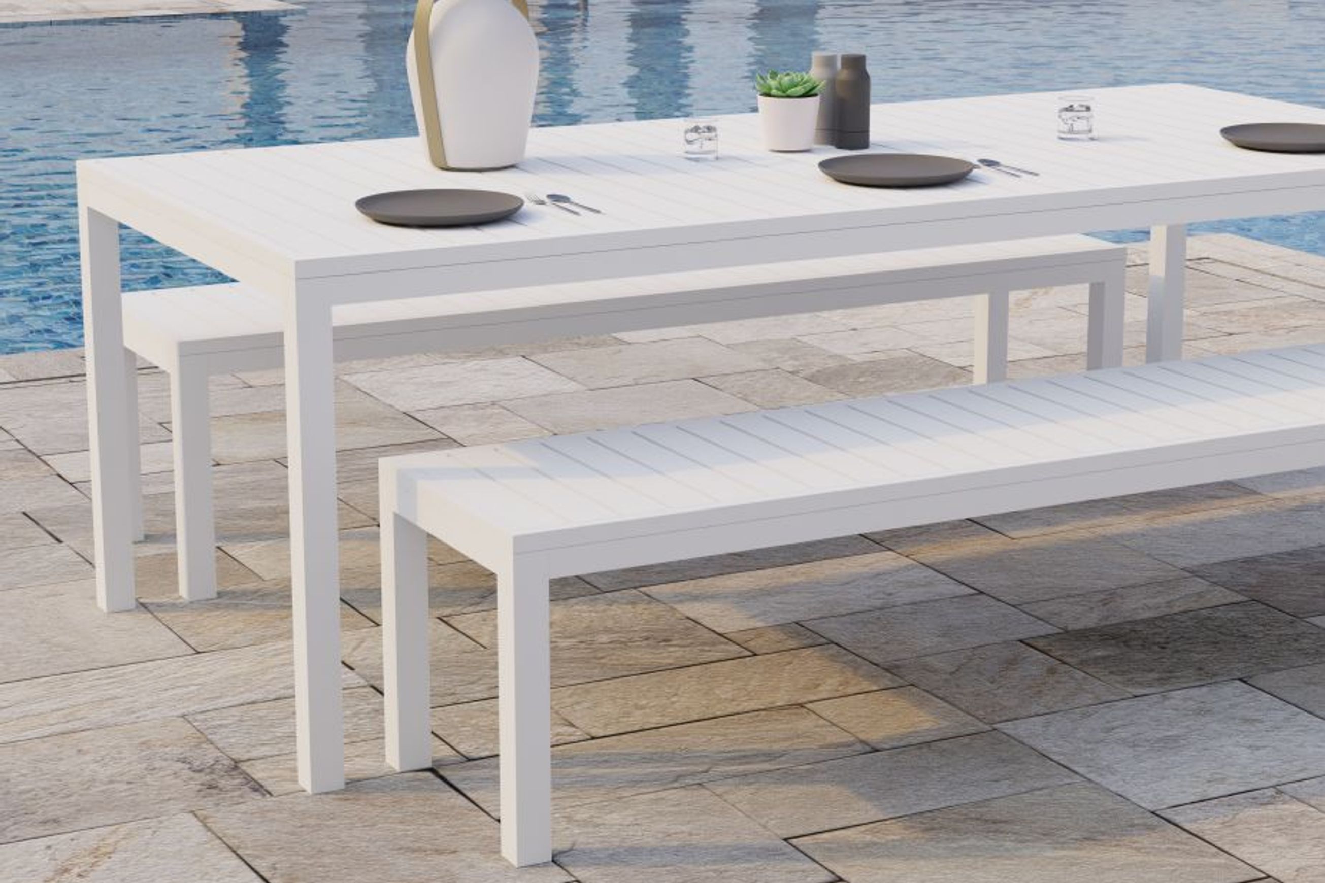 Halki Bench Seat - Outdoor - 190cm - White