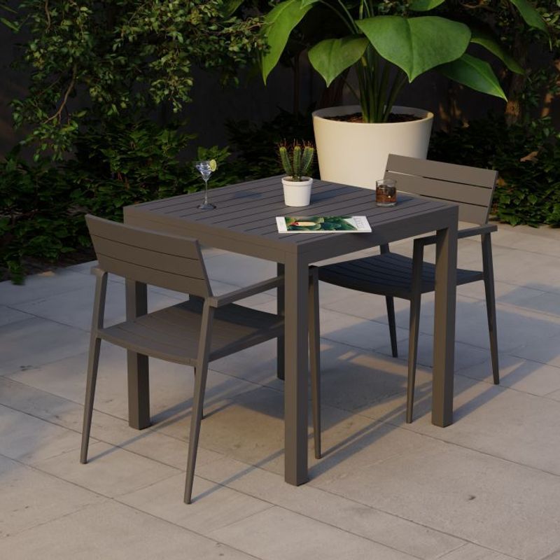 Halki Table Matt Charcoal Aluminium 77cm x 77xm