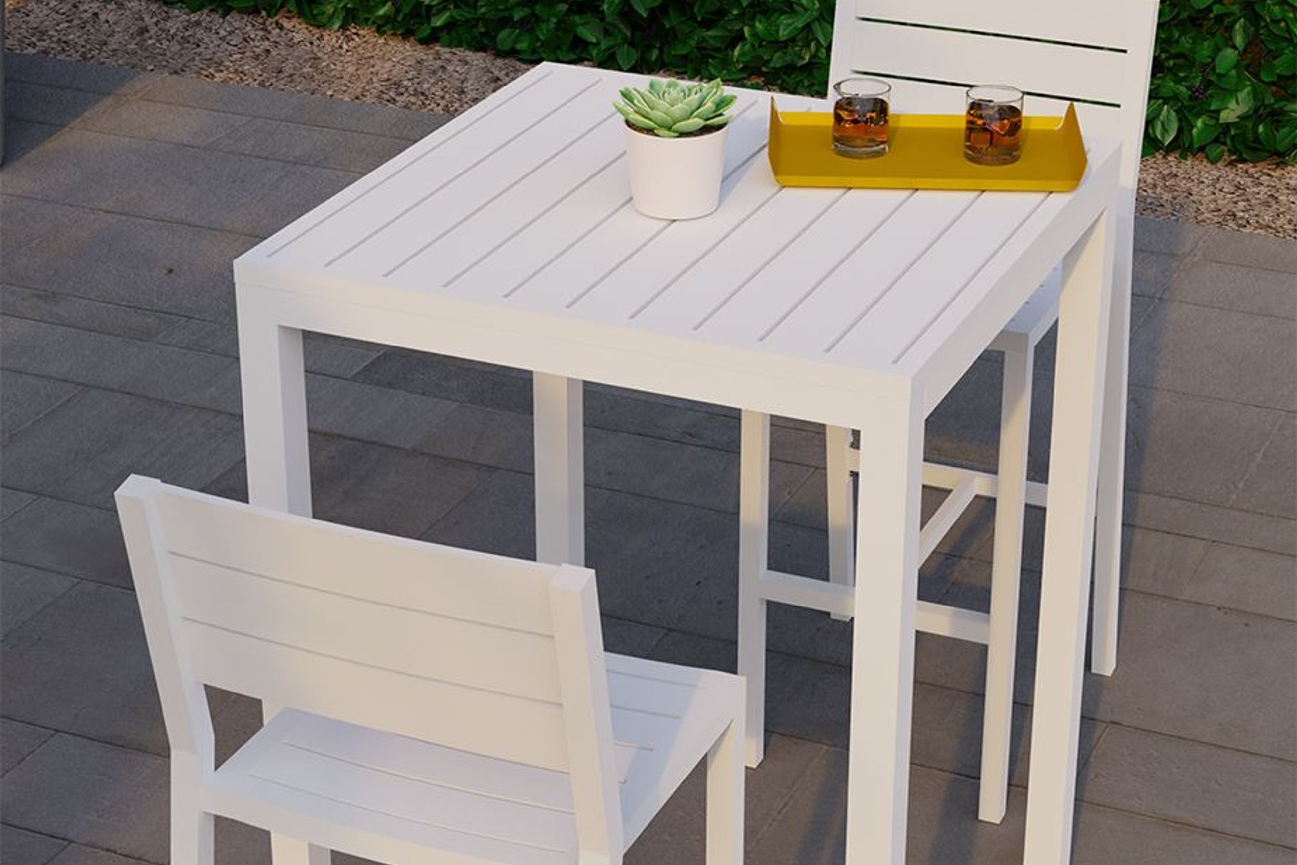 Halki Table - Outdoor - High Bar - Matt White 77 x 77cm