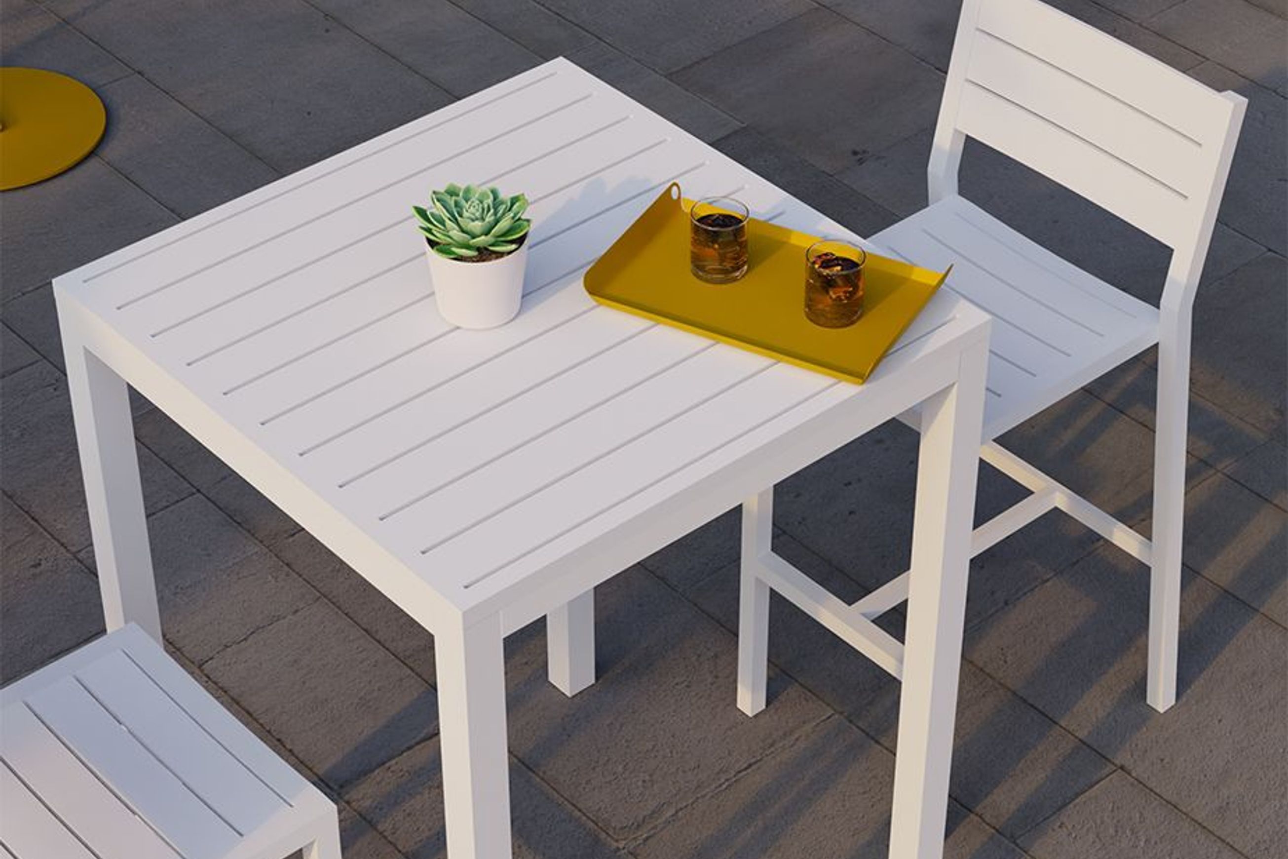 Halki Table - Outdoor - High Bar - Matt White 77 x 77cm