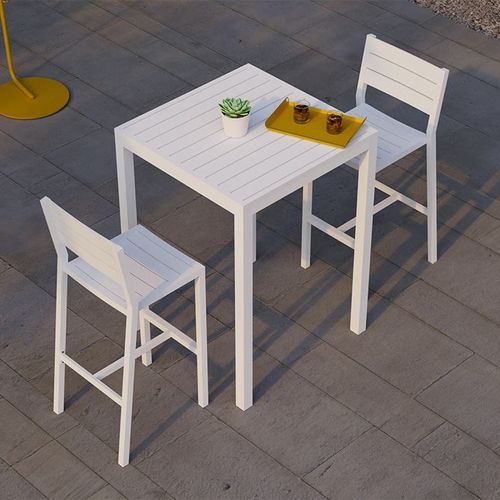 Halki Table - Outdoor - High Bar - Matt White 77 x 77cm