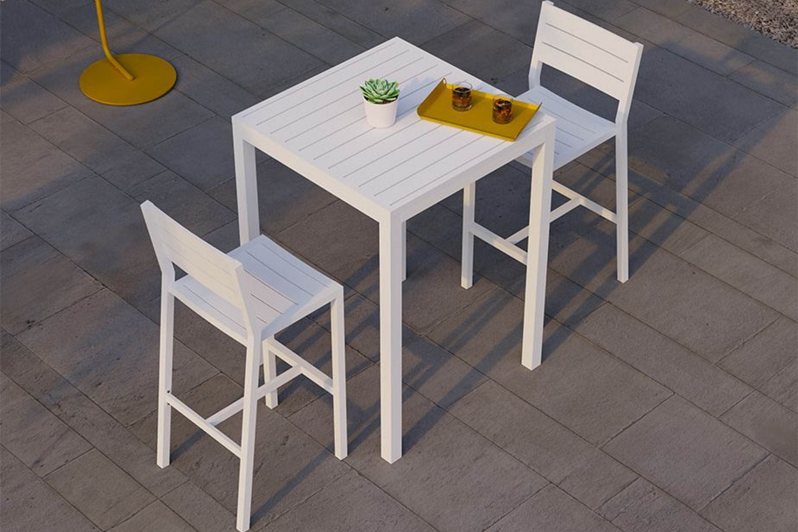 Halki Table - Outdoor - High Bar - Matt White 77 x 77cm