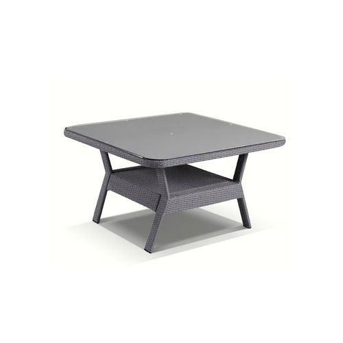 Low Dining 1.2M Square Outdoor Wicker Glass Top Table