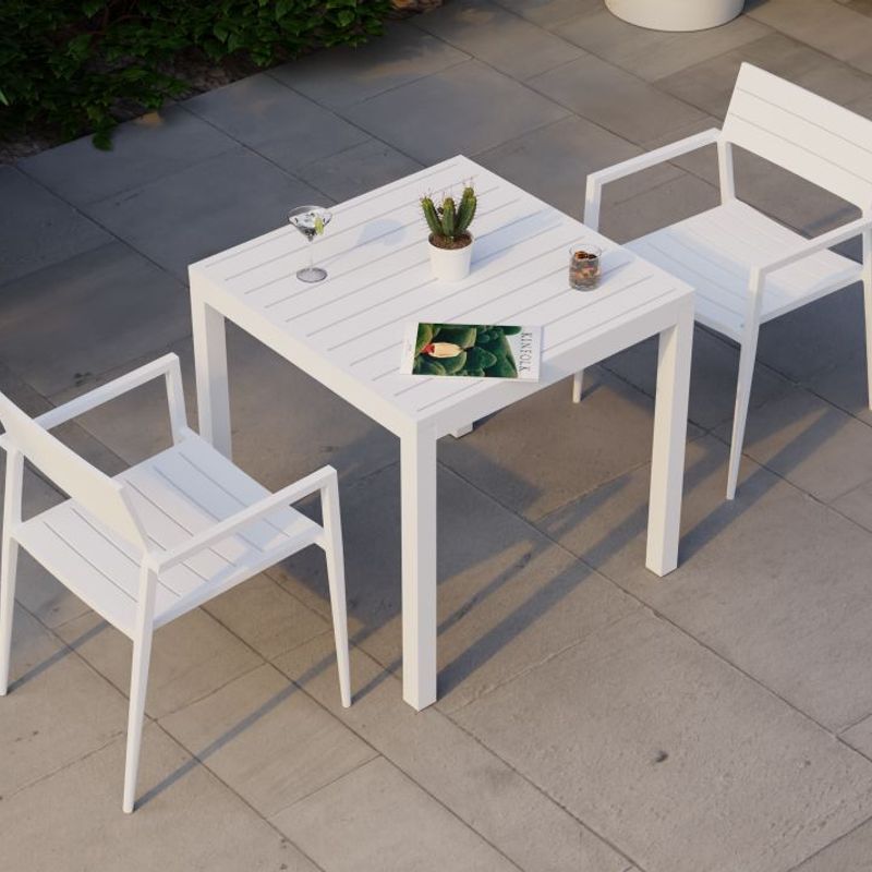 Halki Table Matt White Aluminium 77cm x 77cm