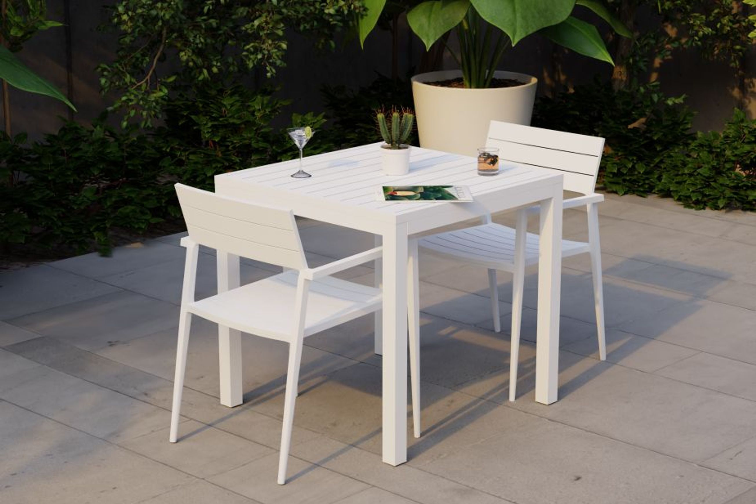 Halki Table Matt White Aluminium 77cm x 77cm