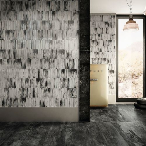 Diesel Living Ribbed Oxide Wall Tiles I White
