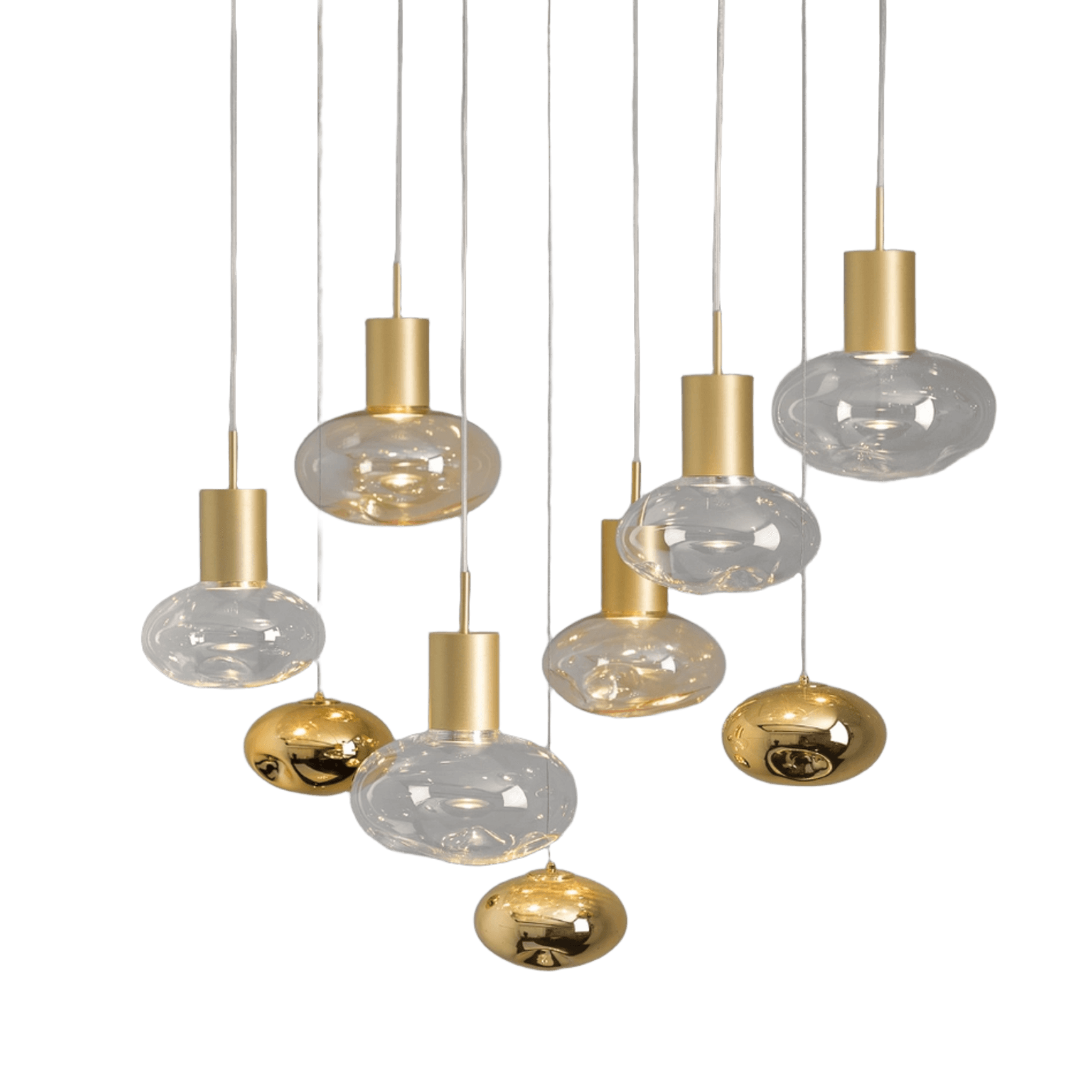 Rosetta Glass Pendant Light - 20cm in Brushed Gold