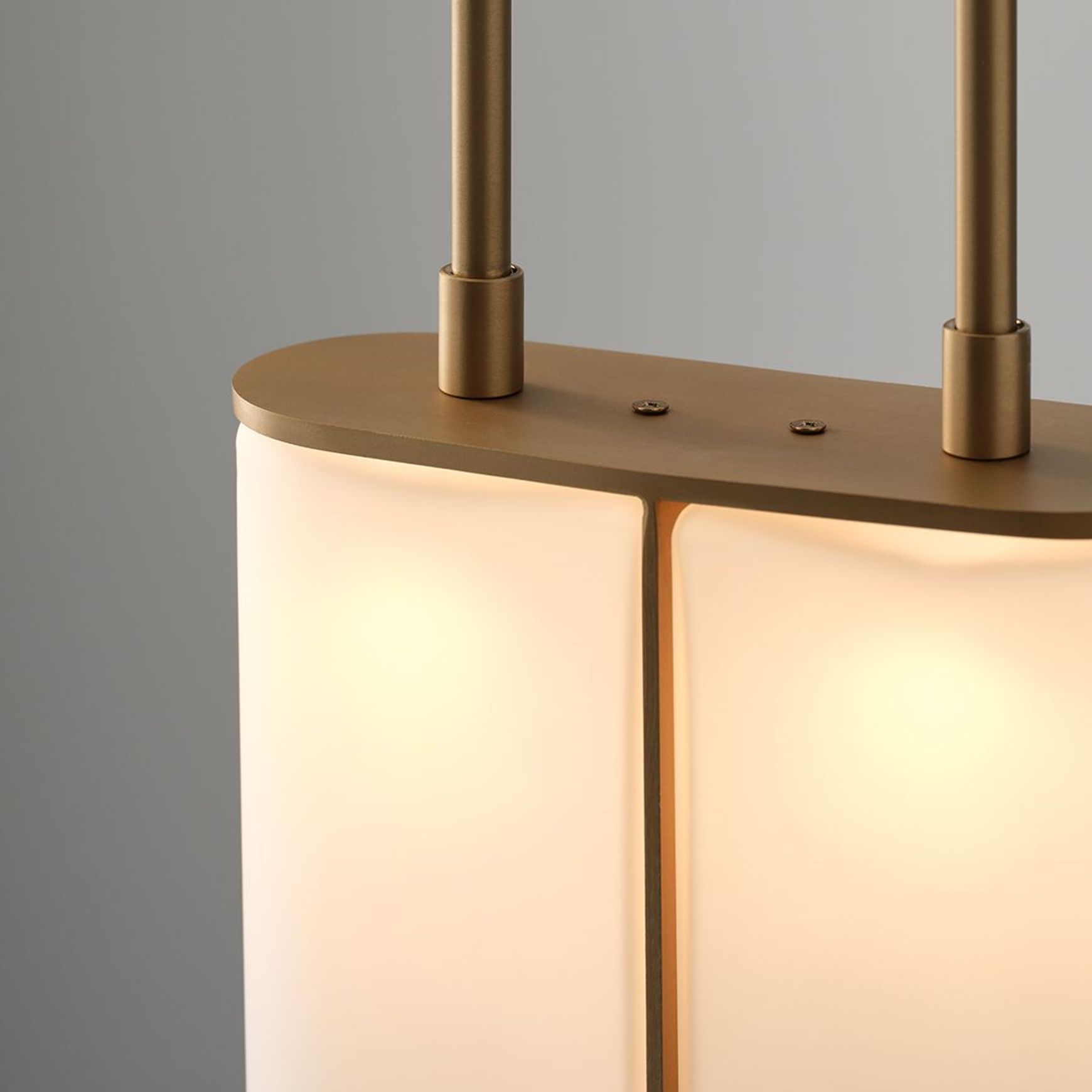 Matteo LED Twin Glass Pendant in Aged Brass