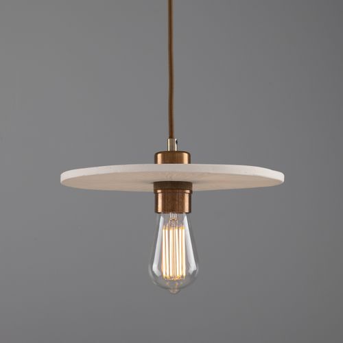 Bog Oak Matt White Striped Pendant Light