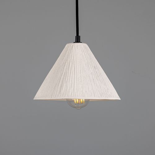 Tilia 28cm Matt White Striped Pendant Light