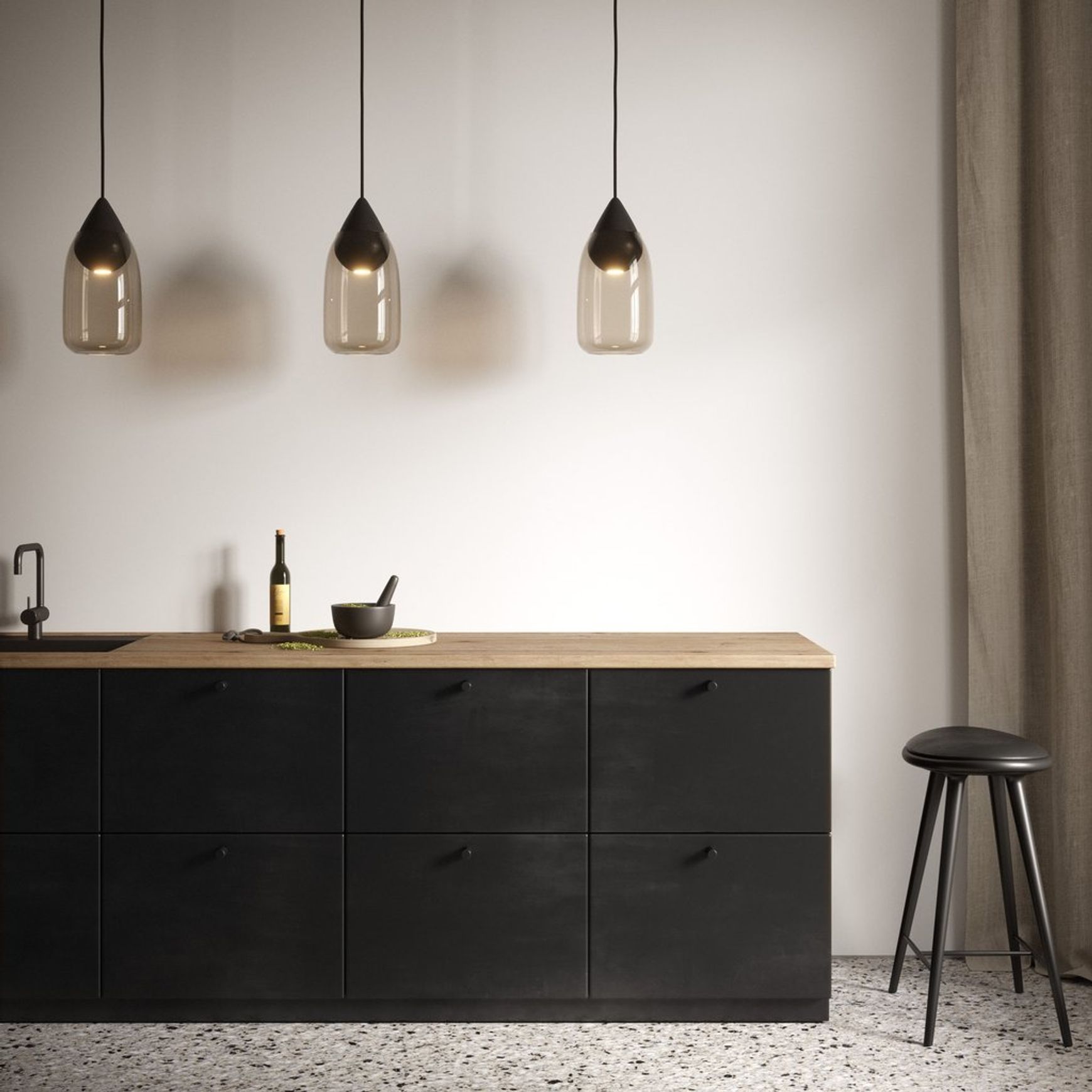 Liuku Drop Pendant - glass shade by Mater