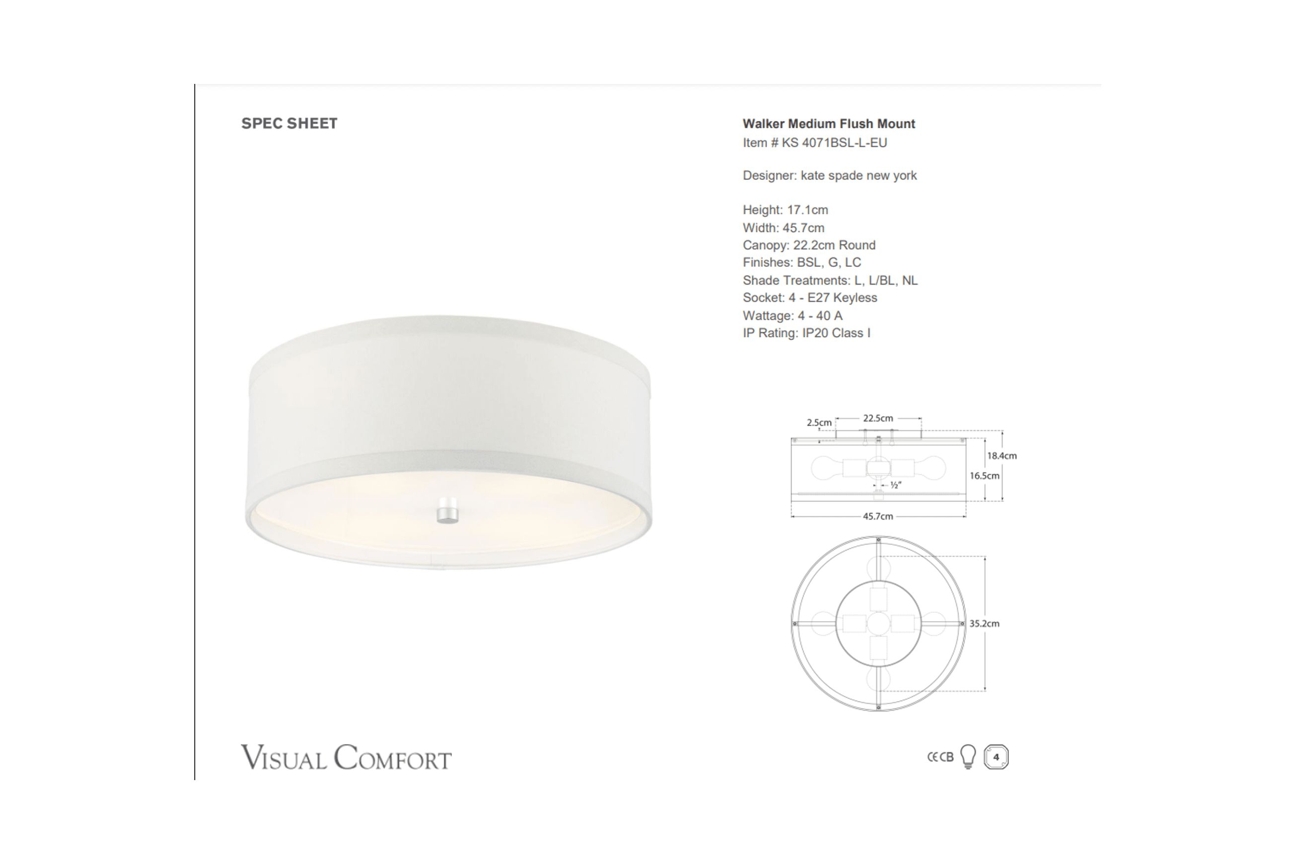 Kate Spade Walker Ceiling Pendant – Medium