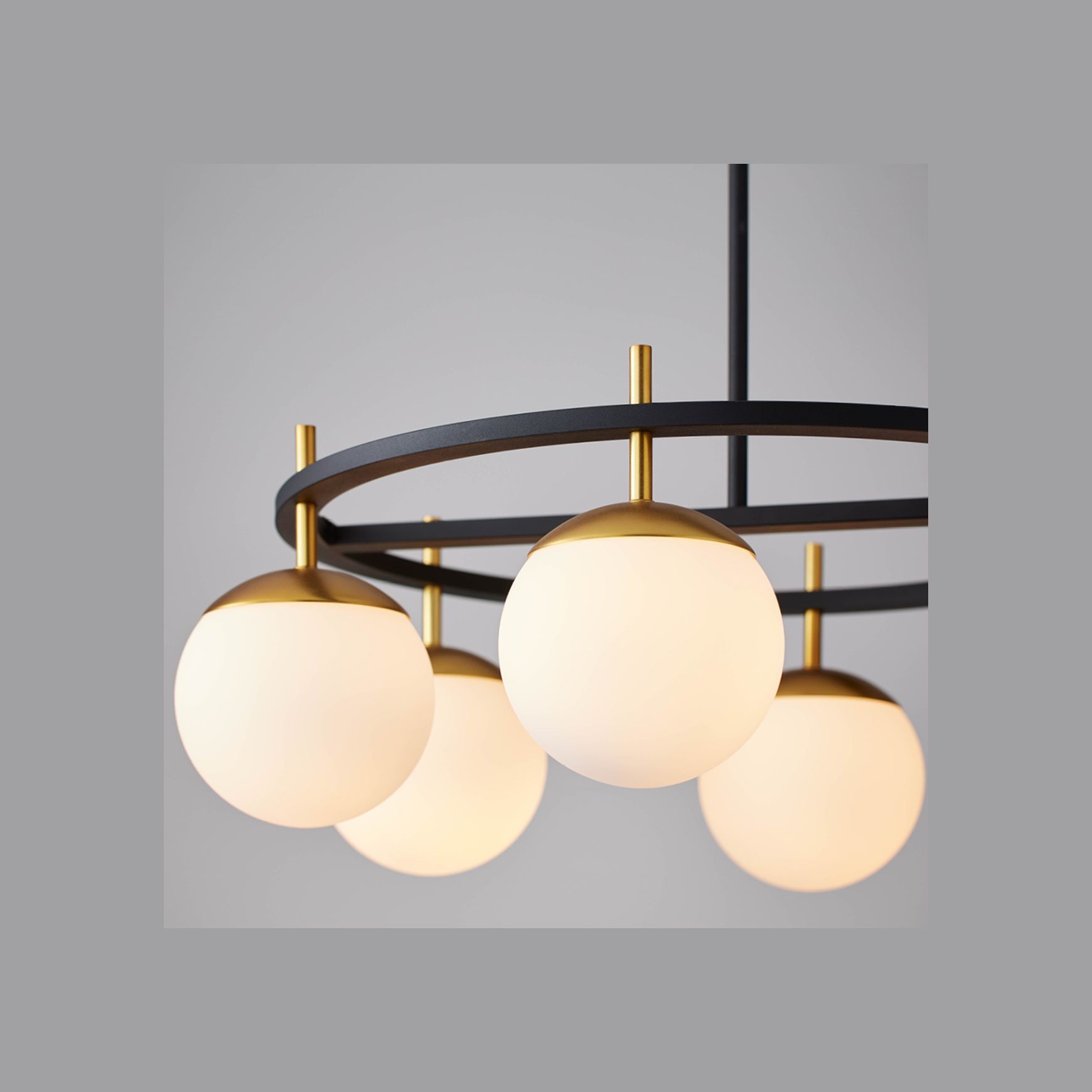 Johnson 6 Light Pendant in Aged Gold & Black