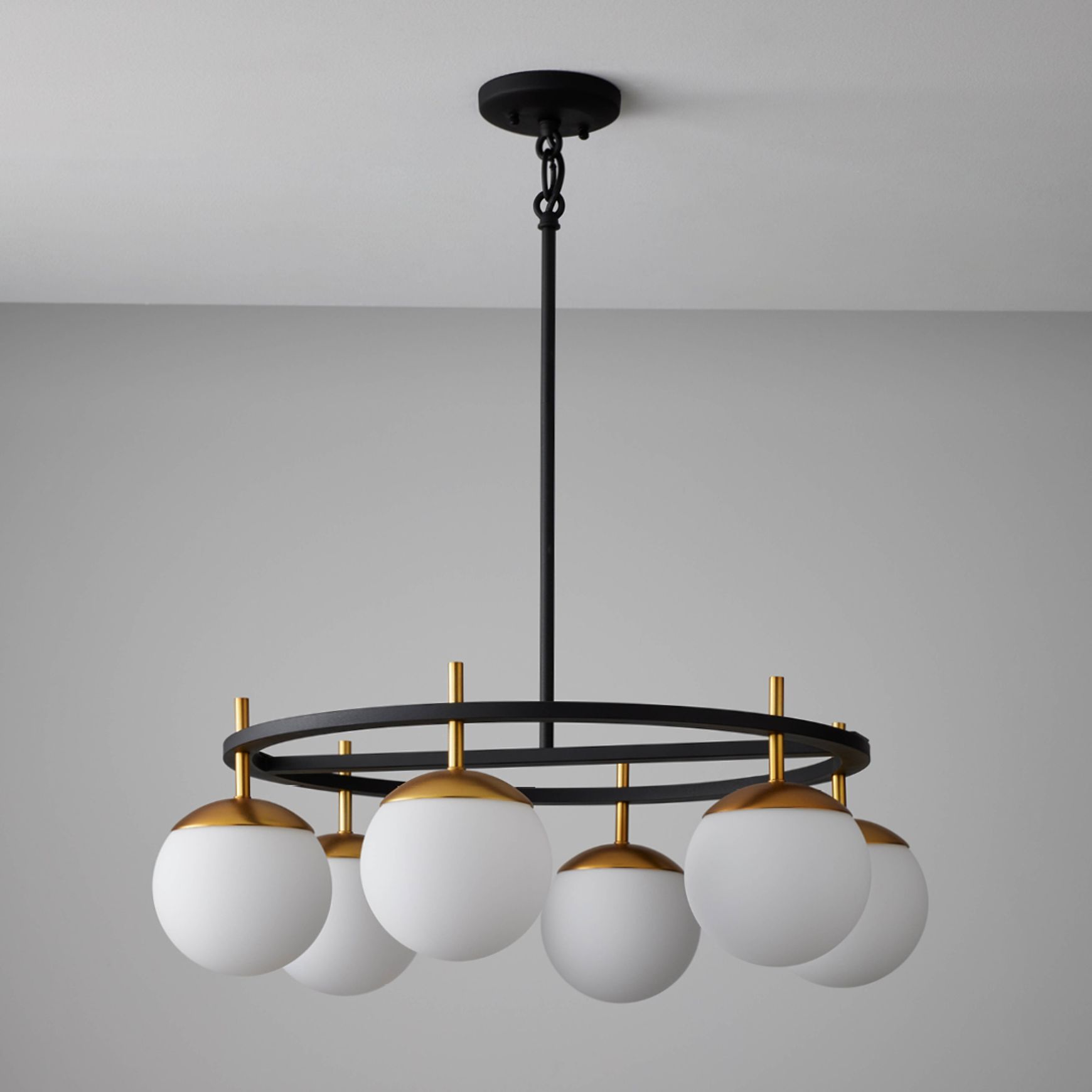 Johnson 6 Light Pendant in Aged Gold & Black