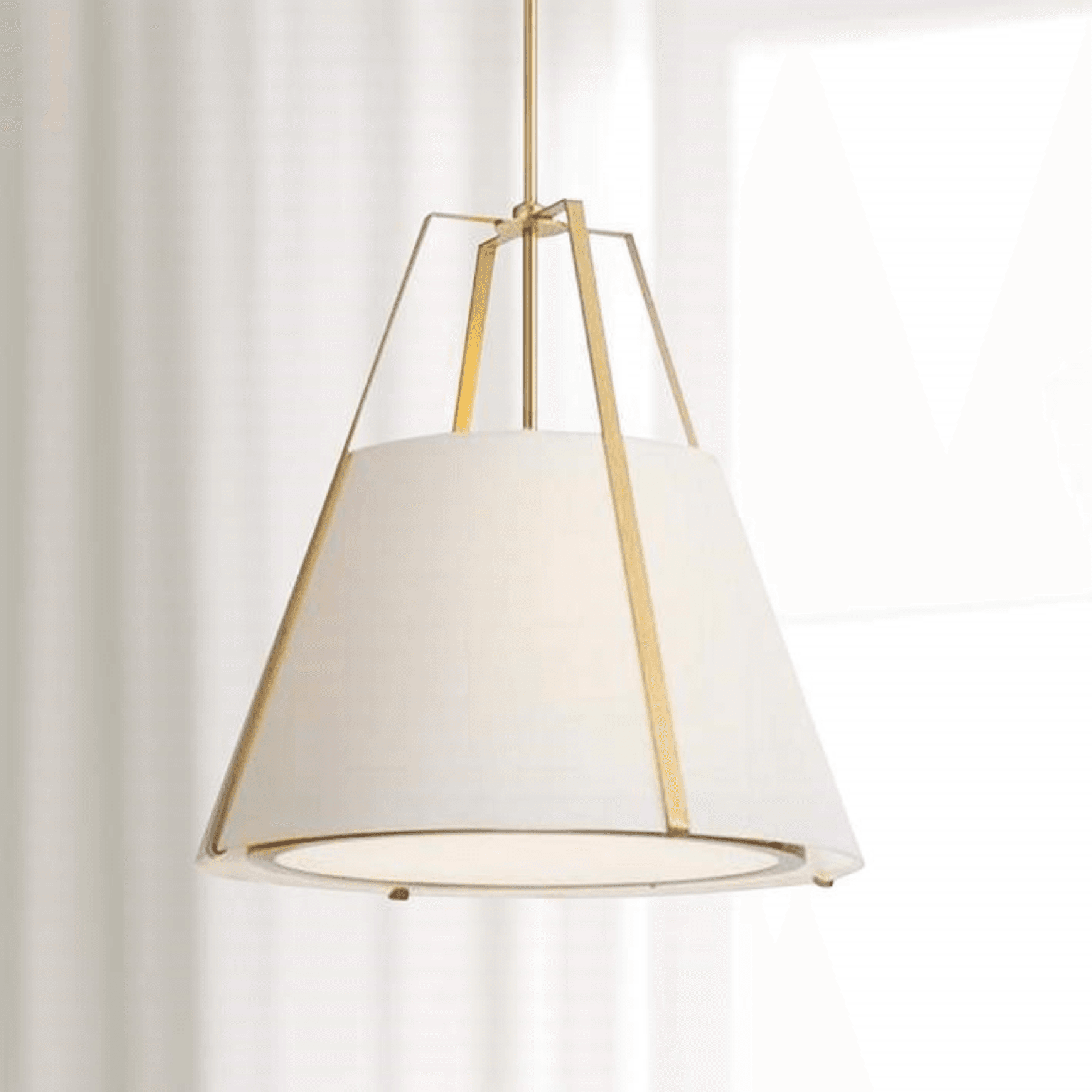 Madison 3 Light Pendant in Antique Gold & White