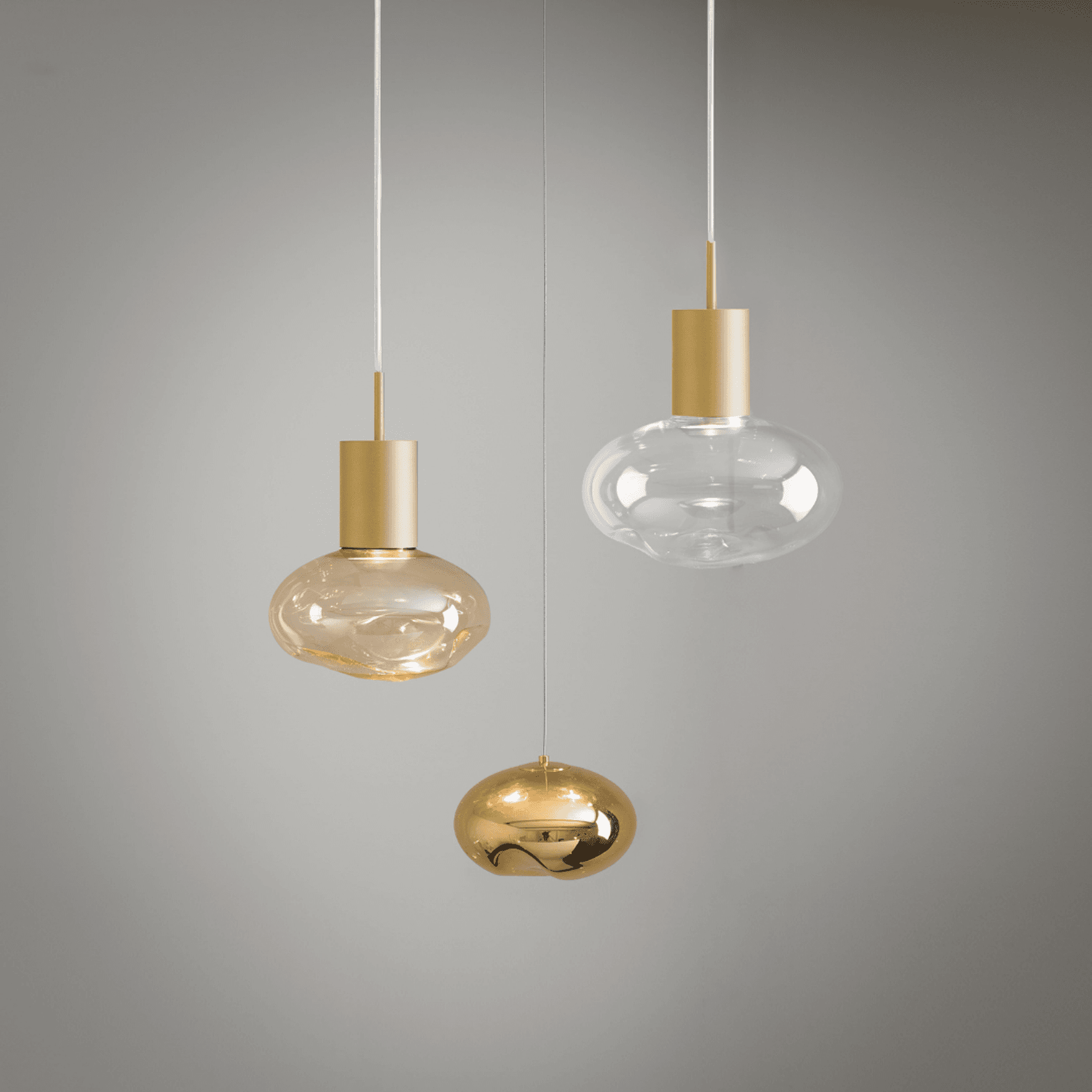 Rosetta Glass Pendant Light - 20cm in Brushed Gold