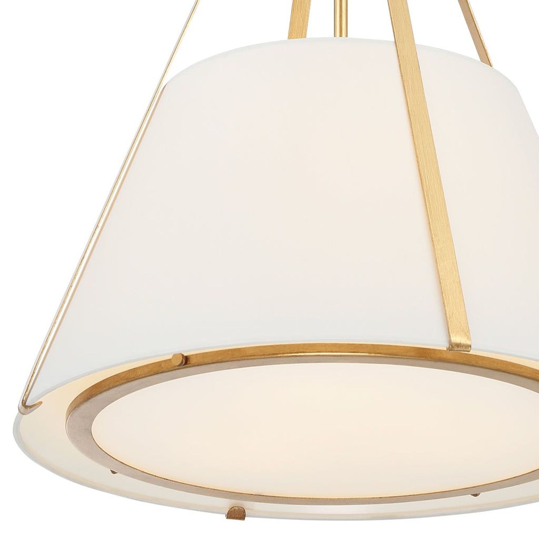 Madison 3 Light Pendant in Antique Gold & White