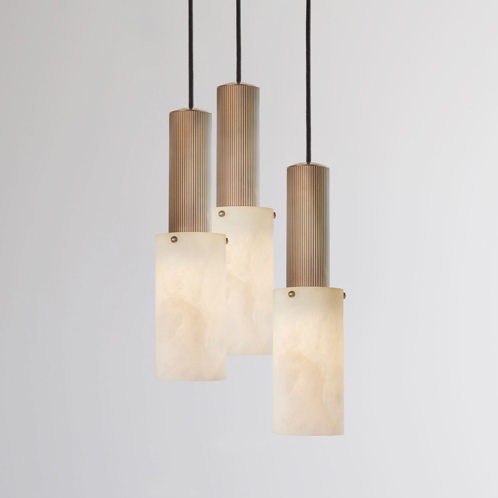 Flume Large Alabaster 3lt Pendant Light