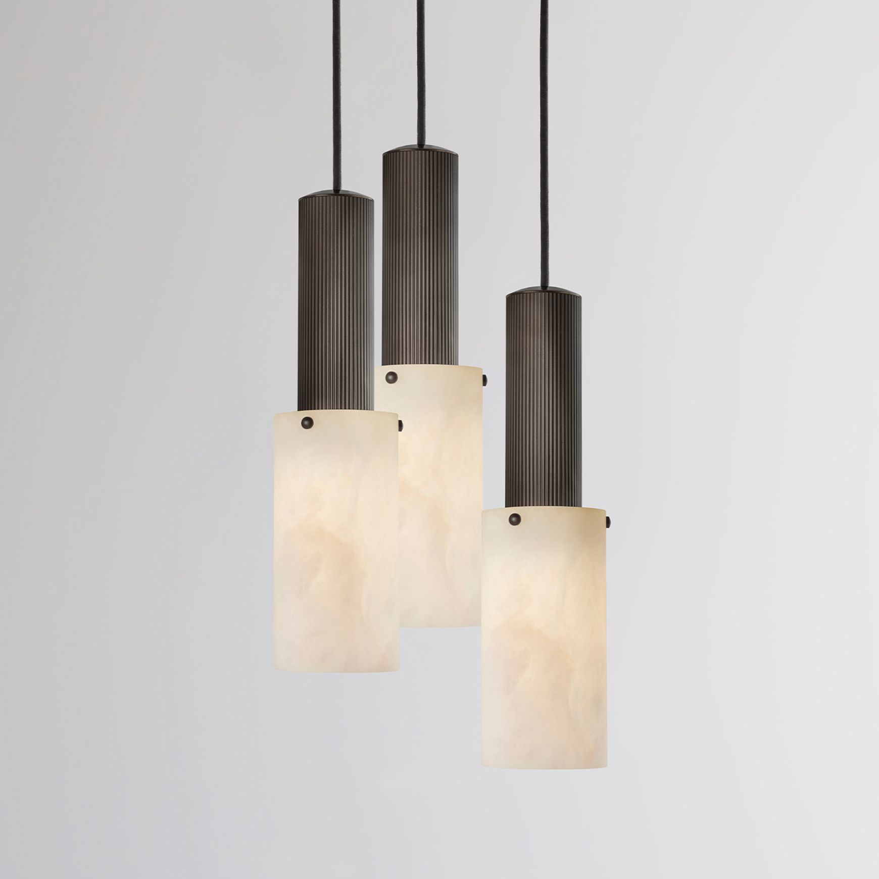 Flume Large Alabaster 3lt Pendant Light