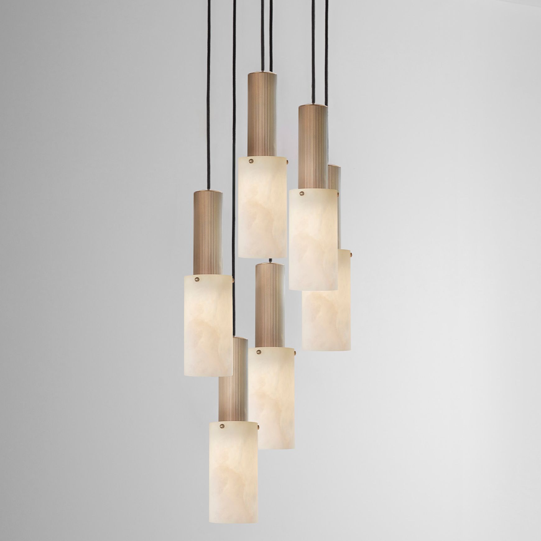 Flume Large Alabaster 6lt Pendant Light