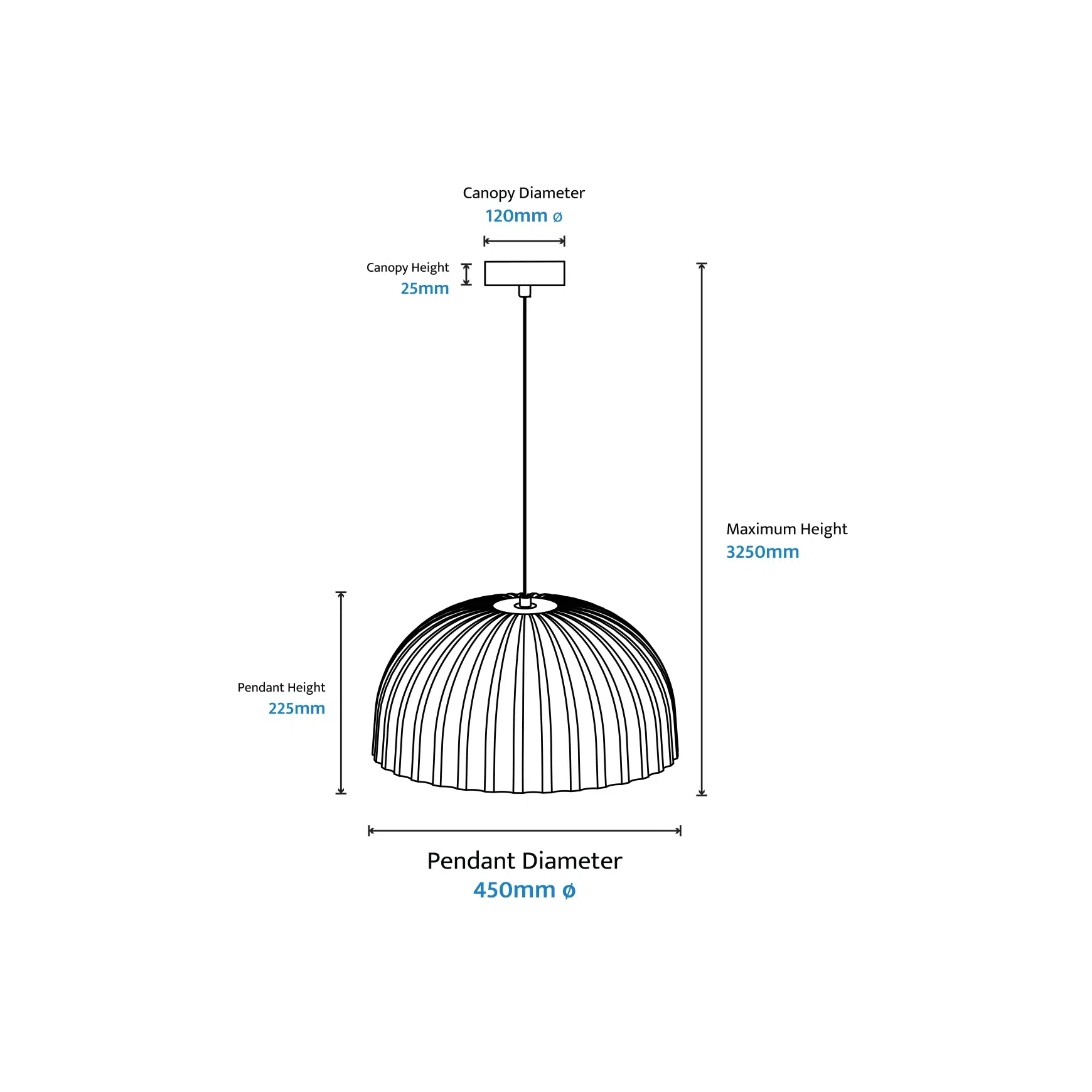 Rachis Textured Dome Shaped Pendant Light