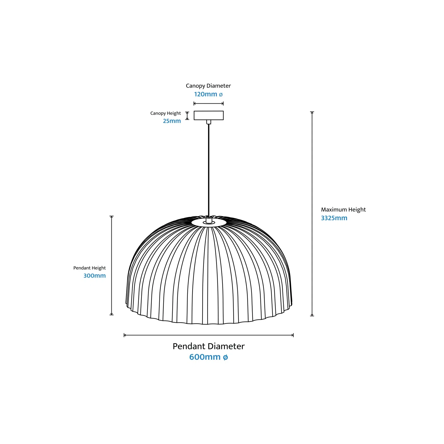 Rachis Textured Dome Shaped Pendant Light