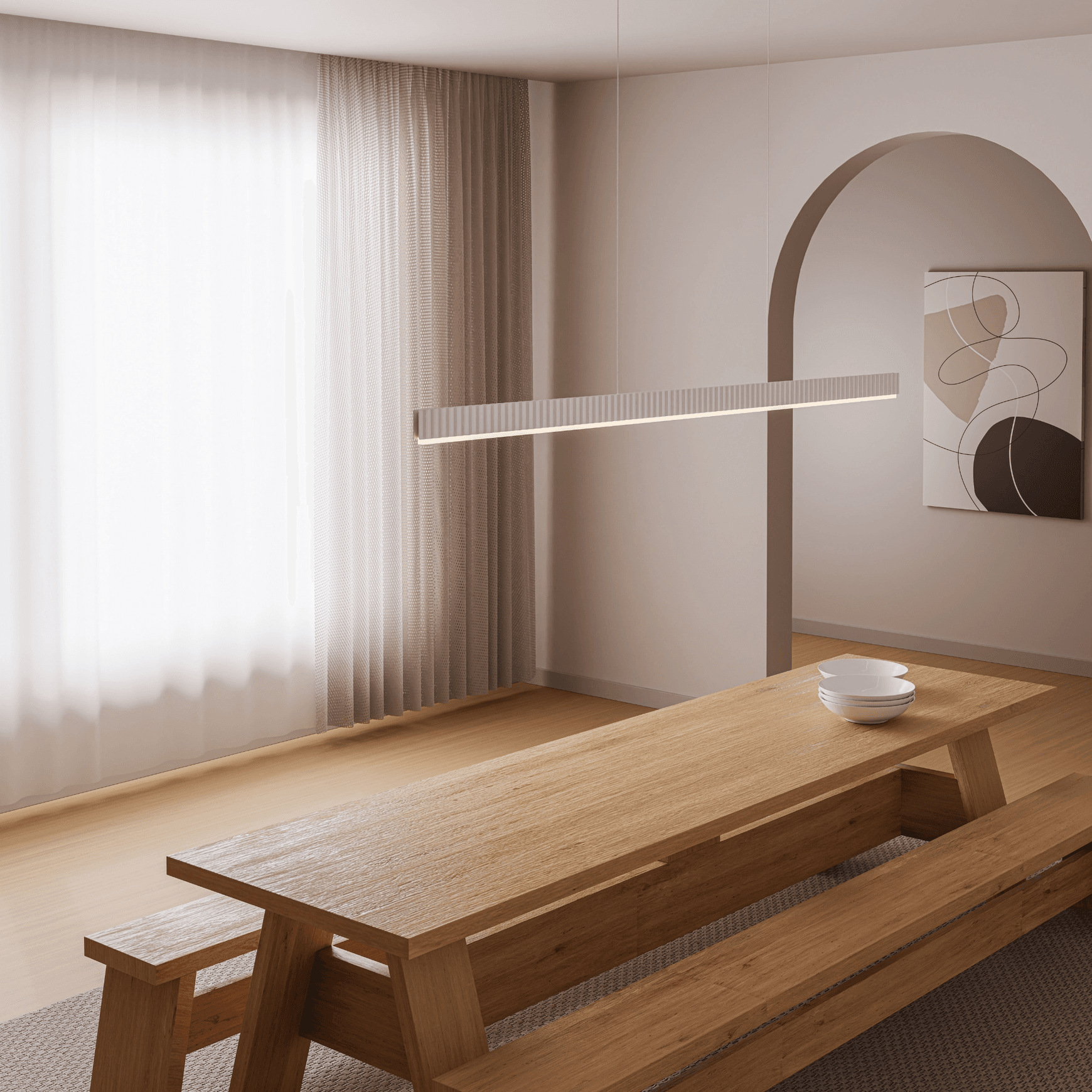 Prinia Linear Ribbed Pendant Light