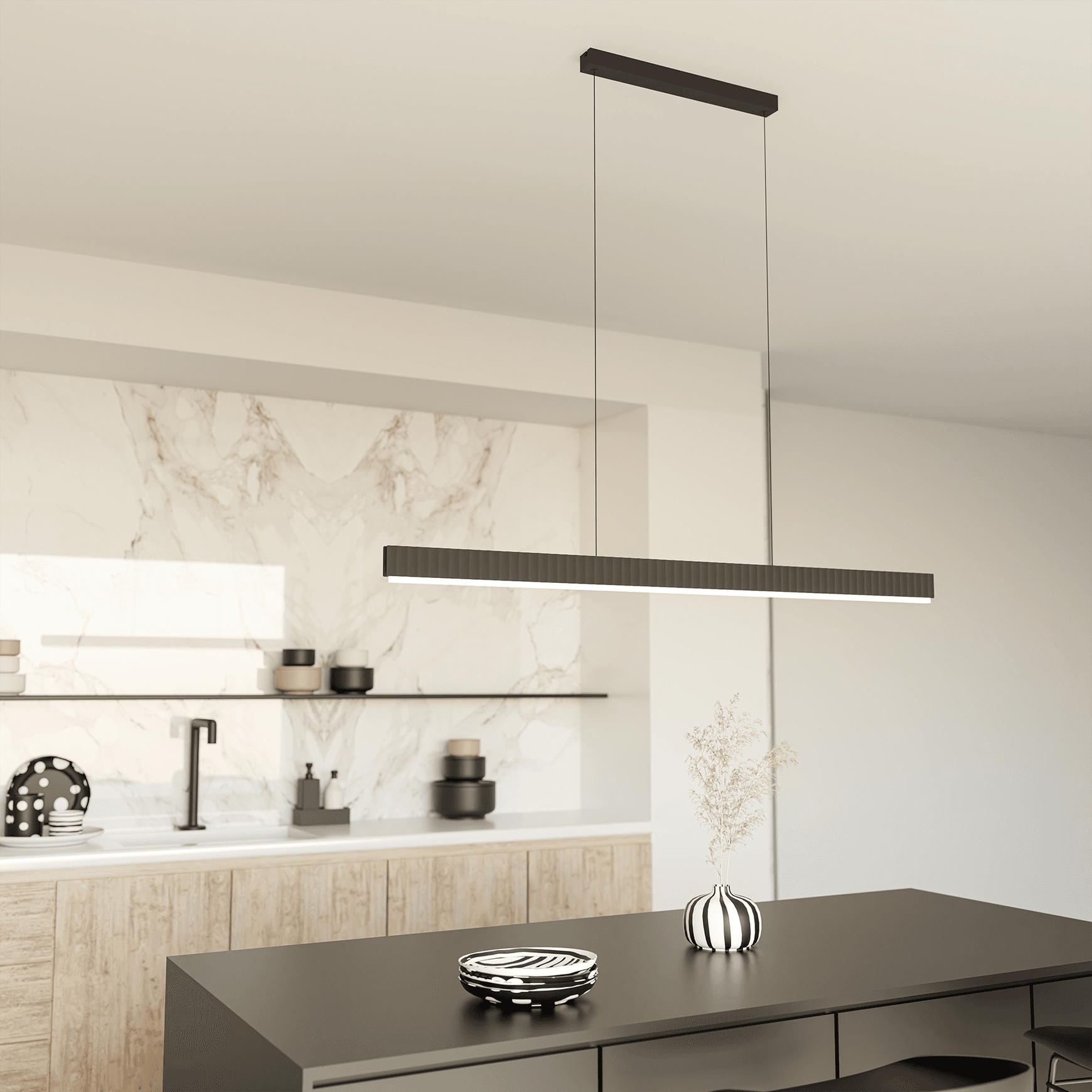 Prinia Linear Ribbed Pendant Light