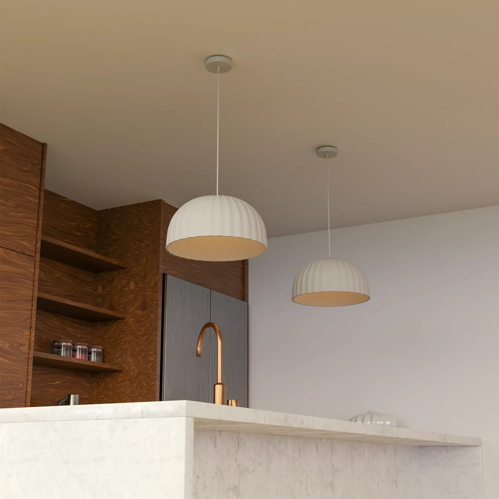 Rachis Textured Dome Shaped Pendant Light