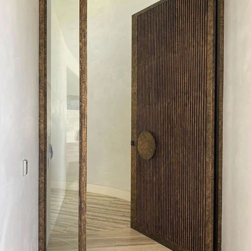 Iron Batten Pivot Entry Doors - Galvanised