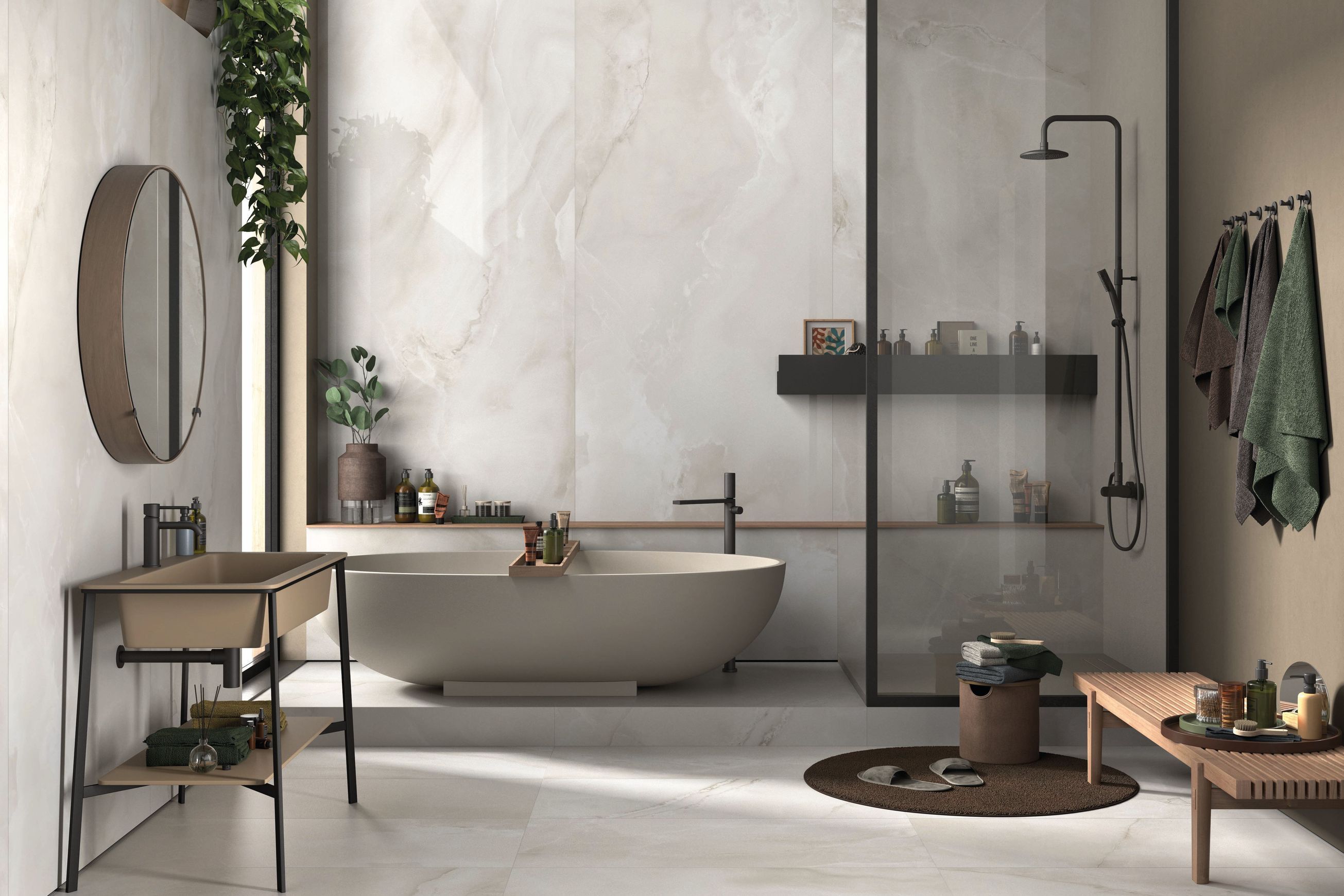 Onyx White Marble Look Porcelain Tiles