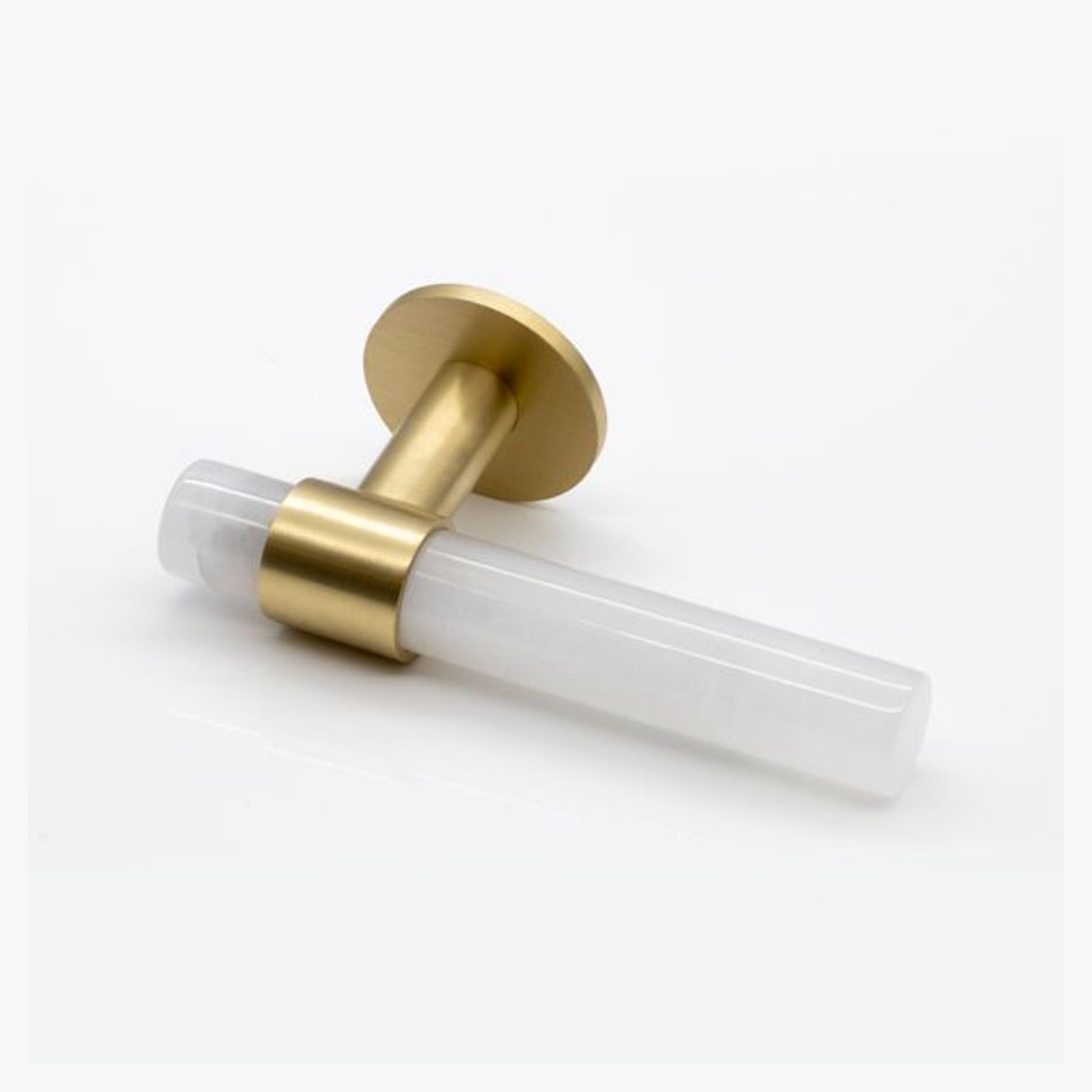 Joseph Giles - Collett Solid Brass & Marble Door Lever Handle With Round Rose