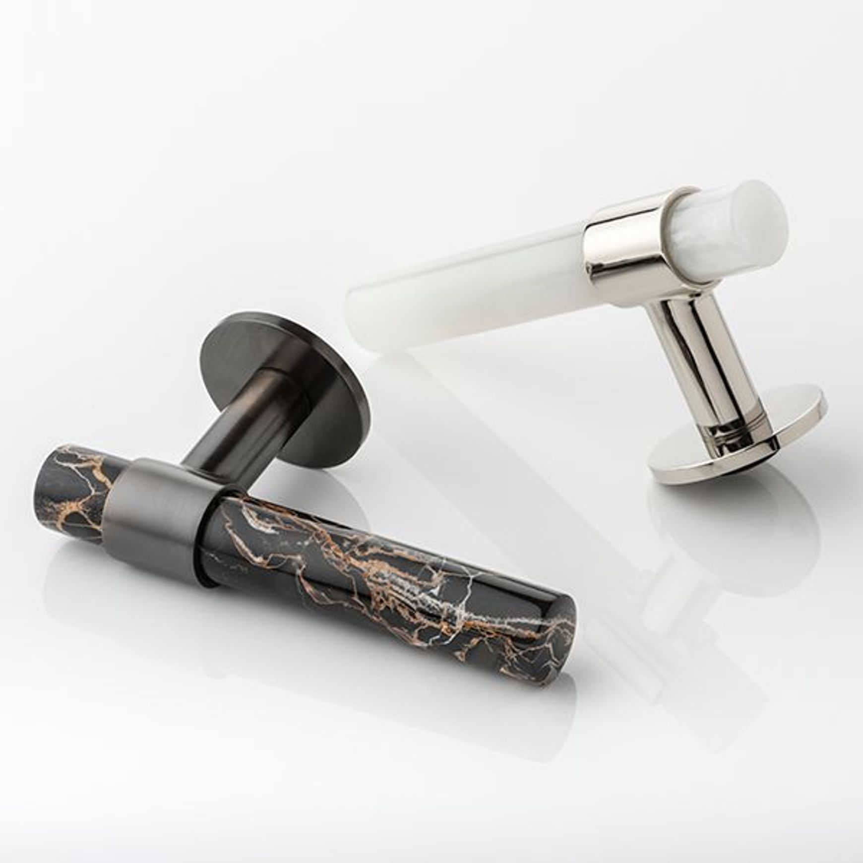 Joseph Giles - Collett Solid Brass & Marble Door Lever Handle With Round Rose