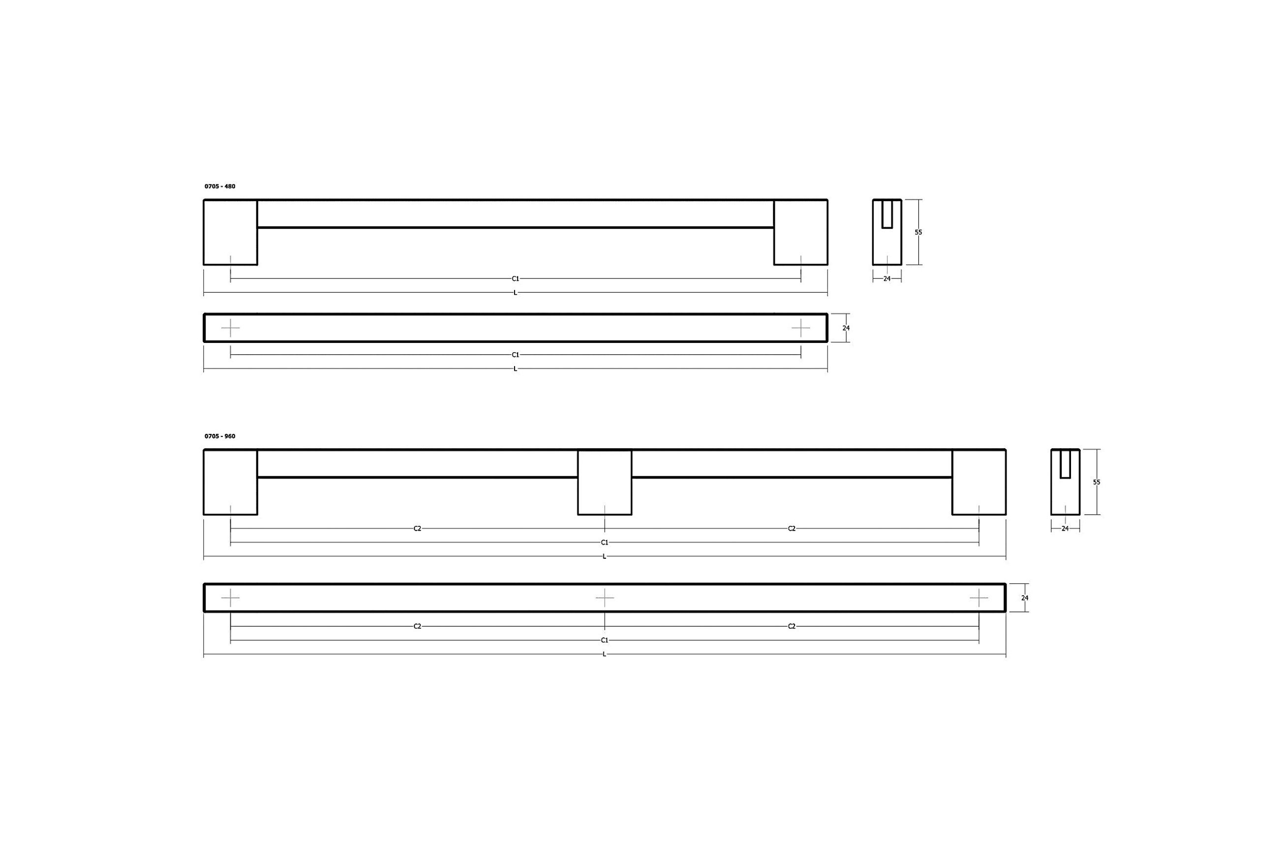 HAKO BIG Cabinet Handle dimensions
