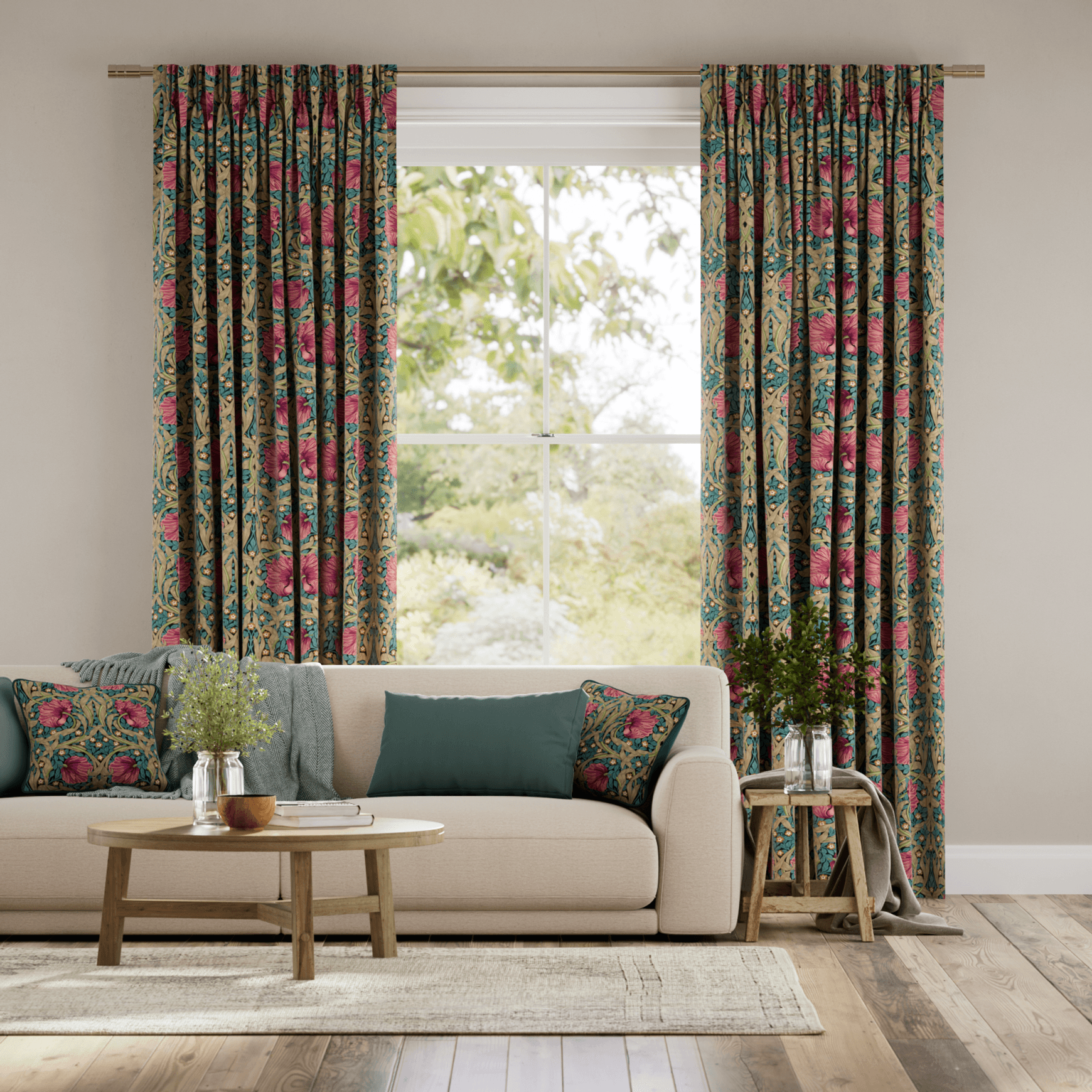 William Morris Pimpernel Teal | Curtains