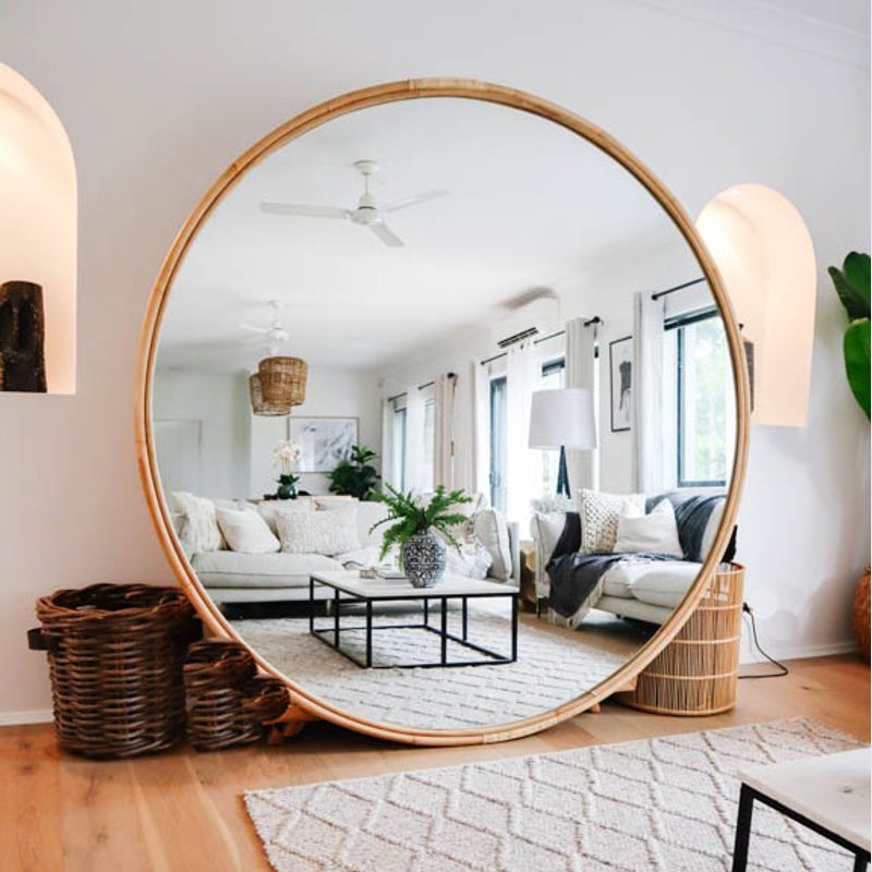 Standing Round Mirror 180cm – Natural