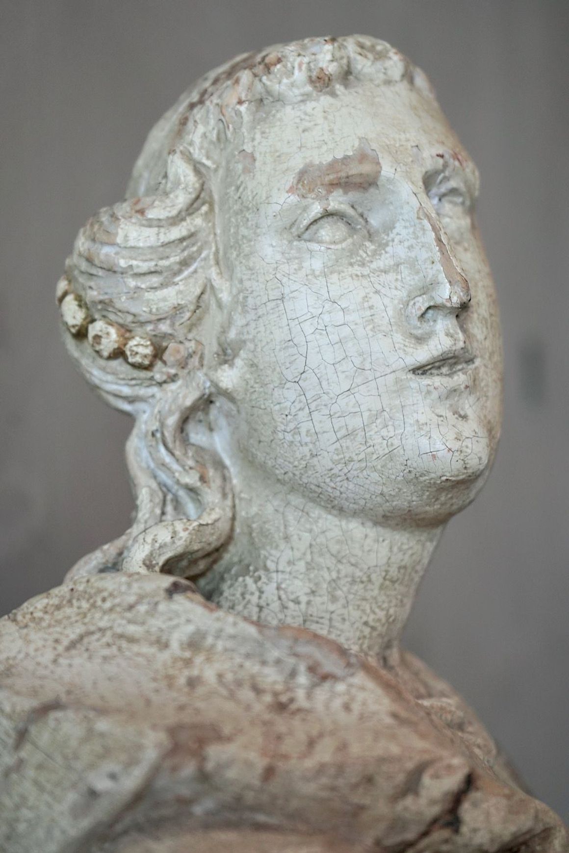 Antique French Carved Statue of a Saint