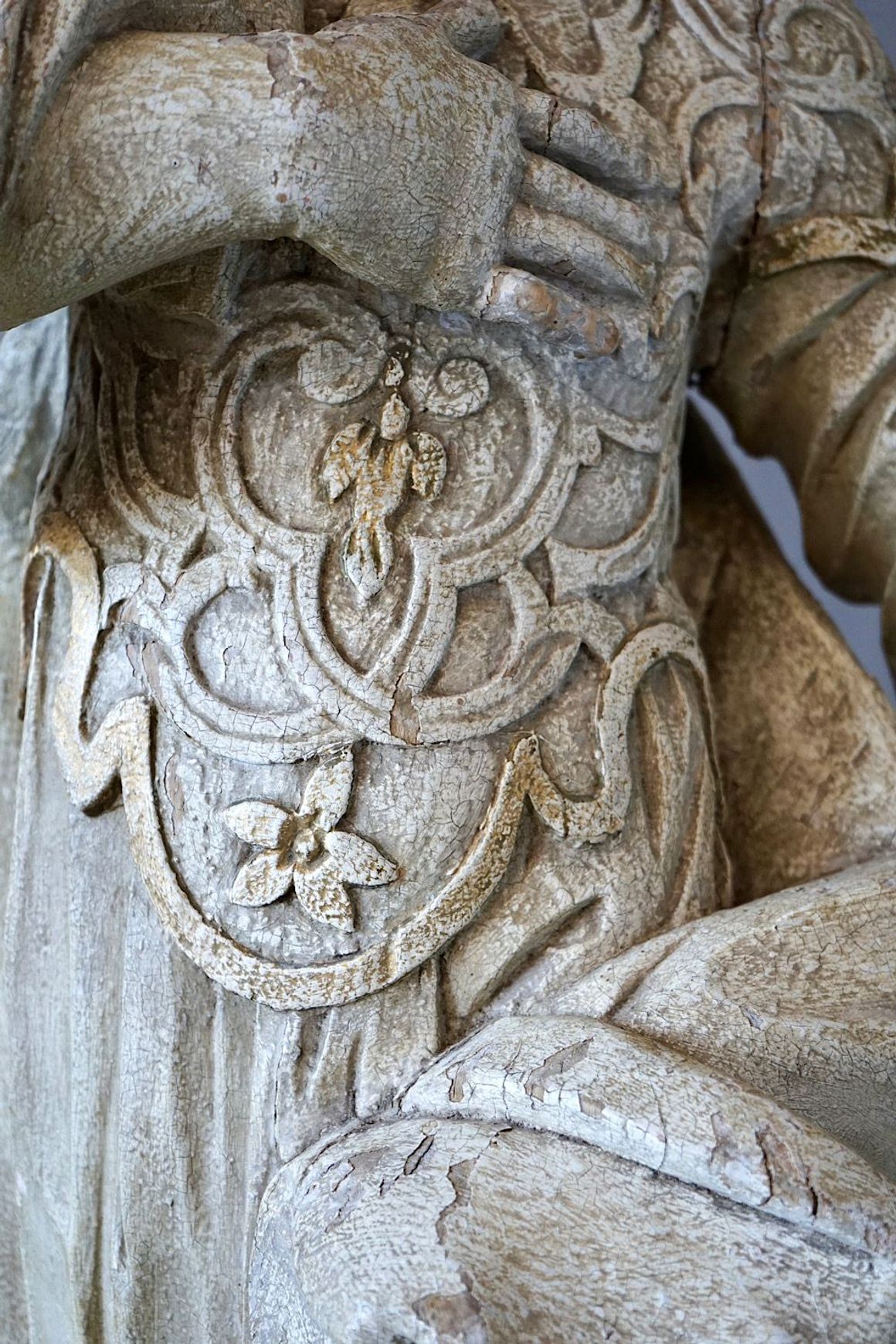Antique French Carved Statue of a Saint