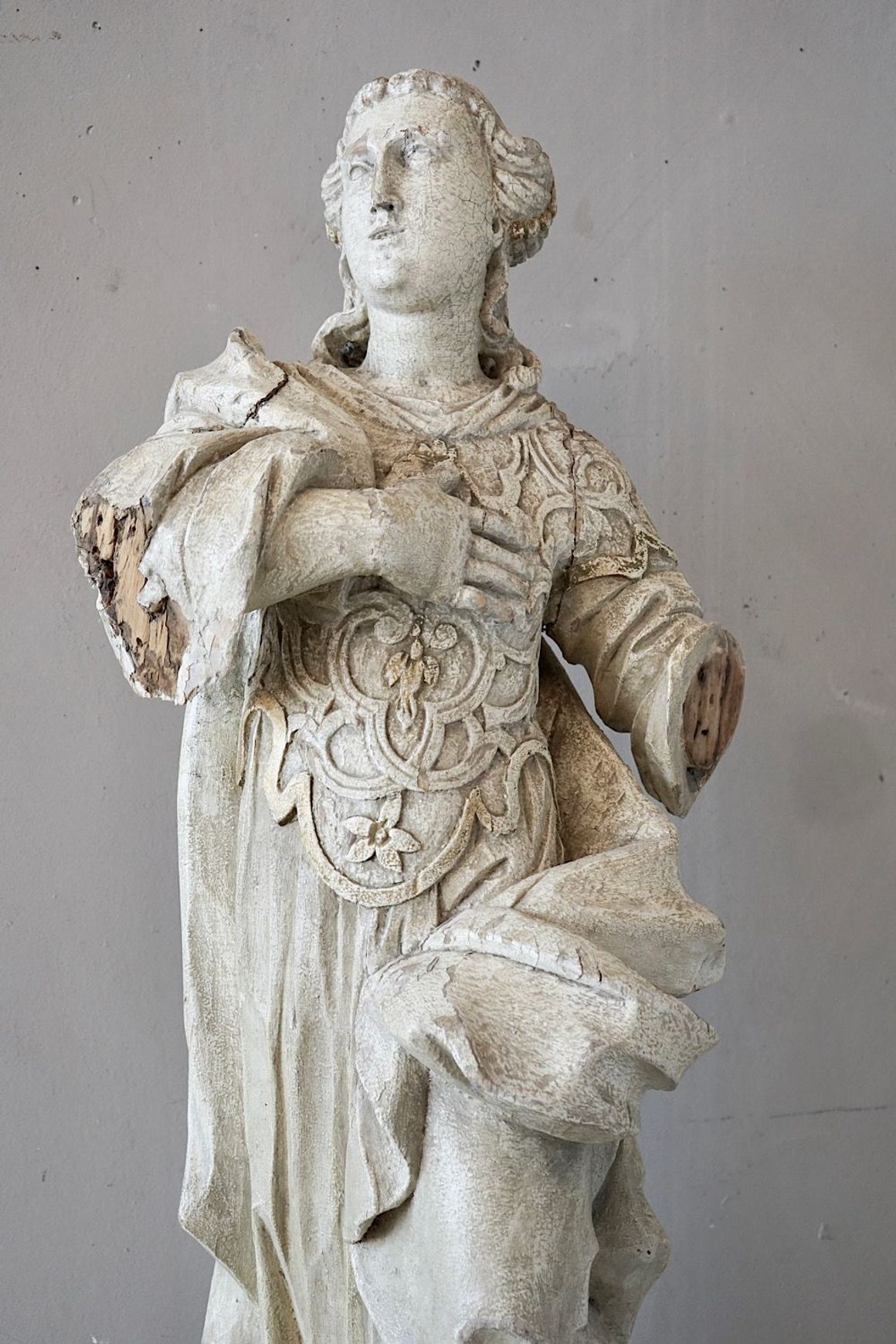Antique French Carved Statue of a Saint