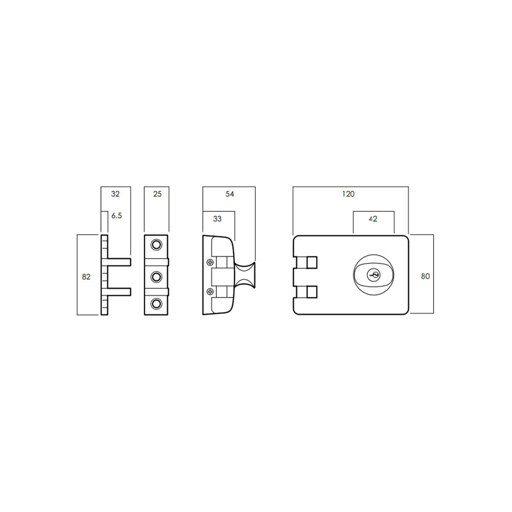 Lockwood 355 Double Cylinder Deadlock 355NCPDP dimensions