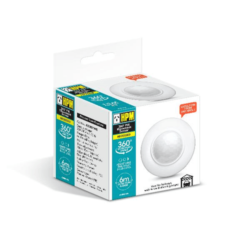 HPM PIR 360° 6m Recessed Auto Movement Sensor White