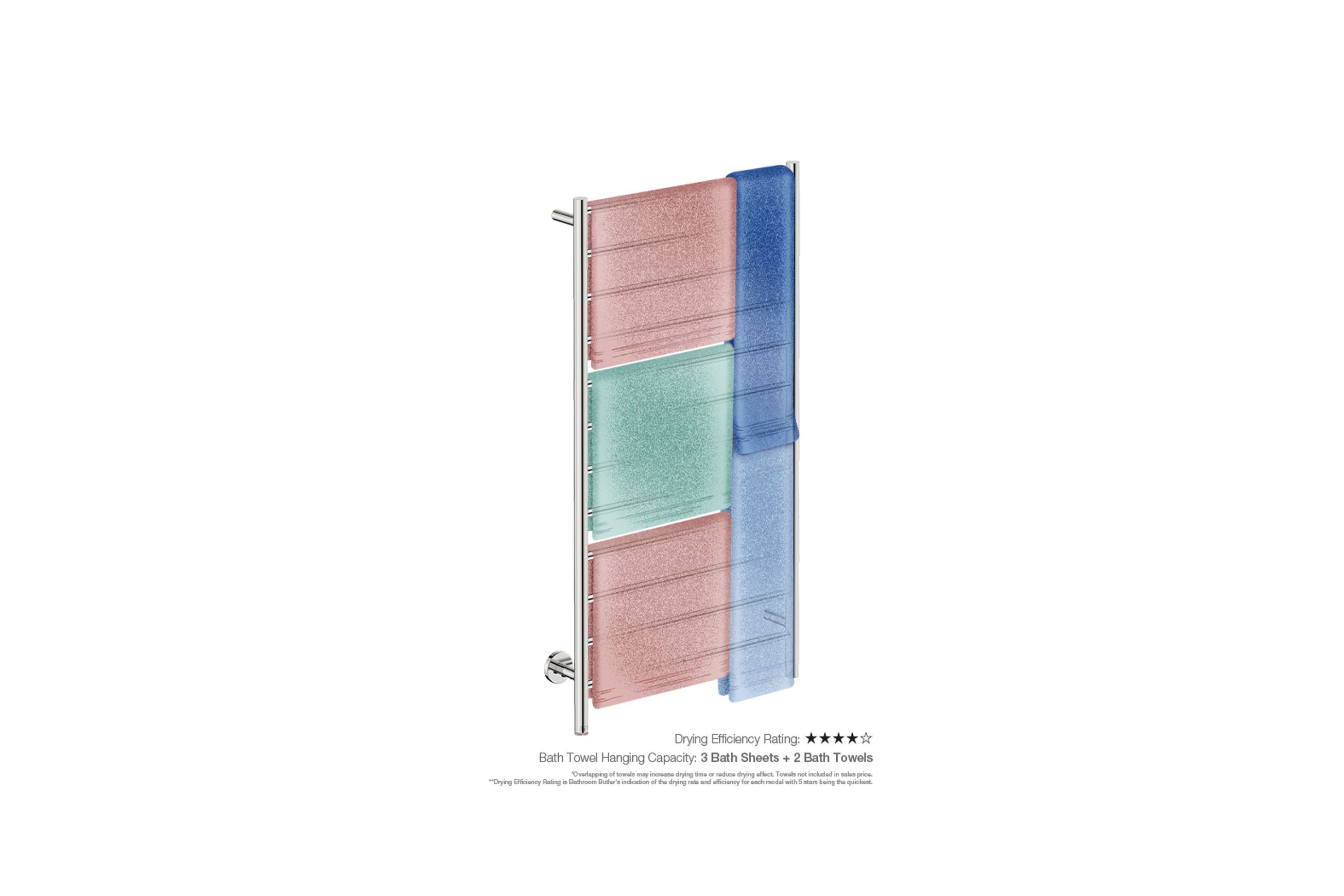 NATURAL 12 Bar 650mm Straight Heated Towel Rail with PTSelect Switch
