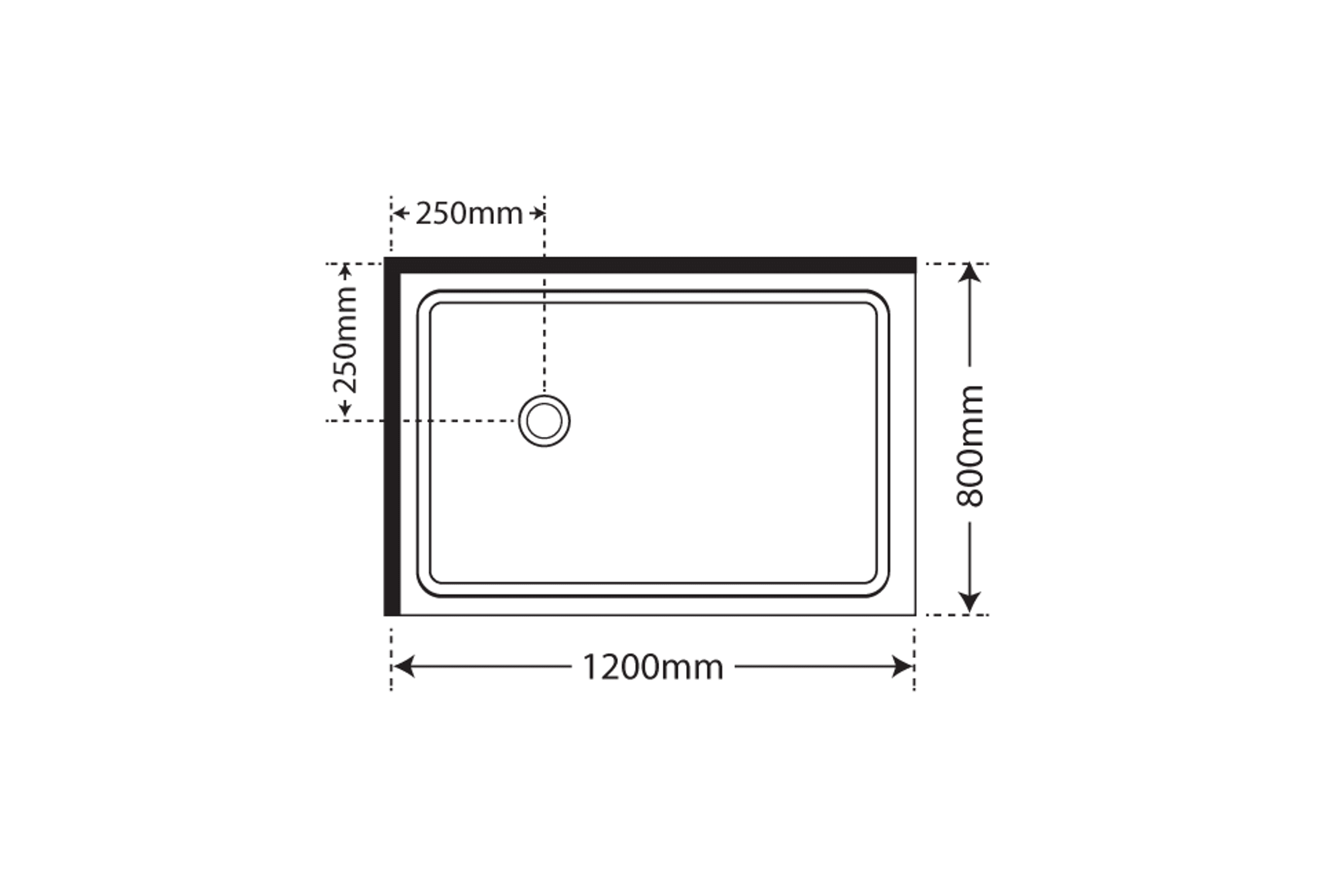 Horizon 2 Sided Sliding Door Shower with Grey Glass dimensions