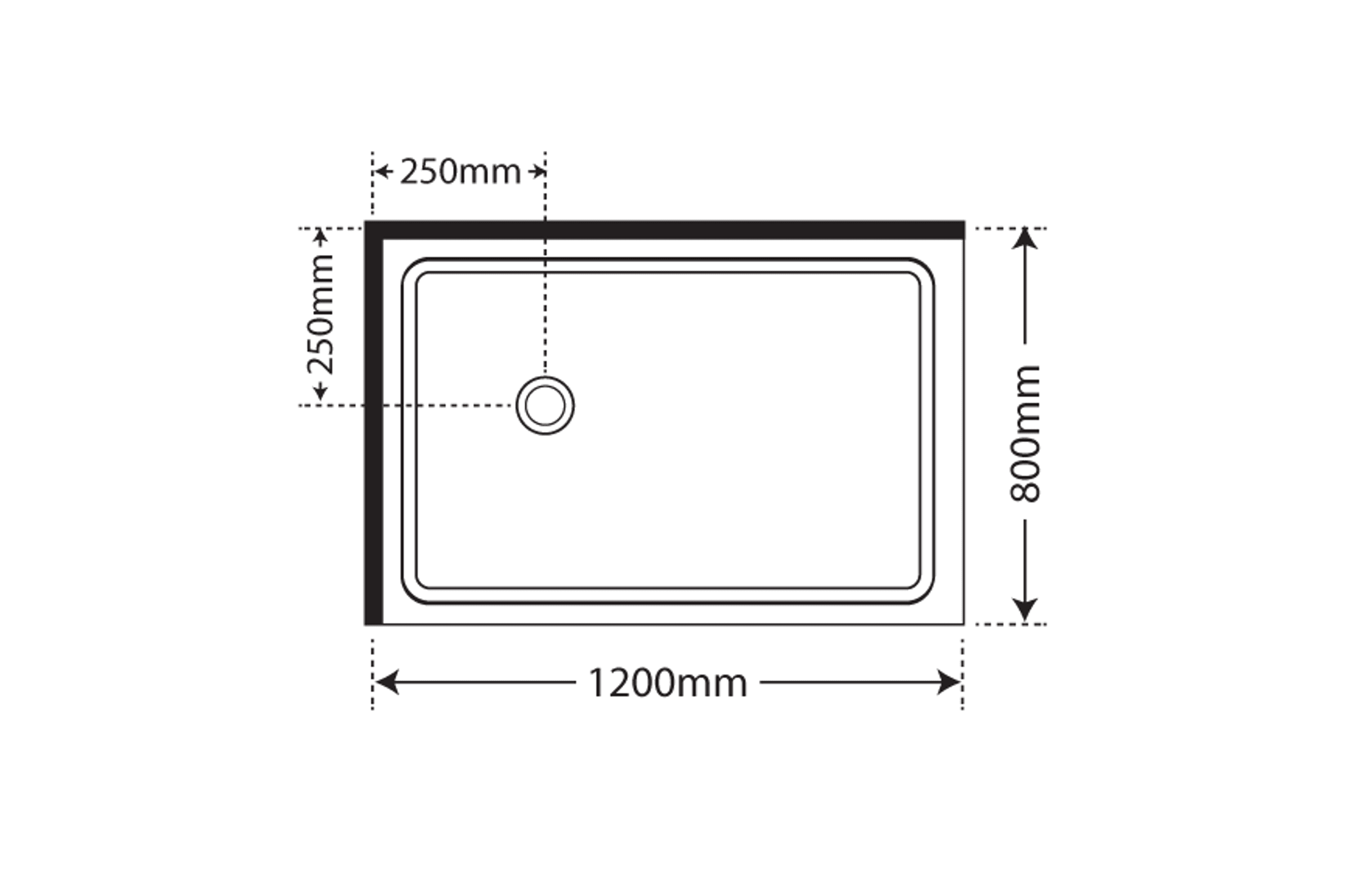 Horizon 2 Sided Sliding Door Shower with Clear Glass dimensions